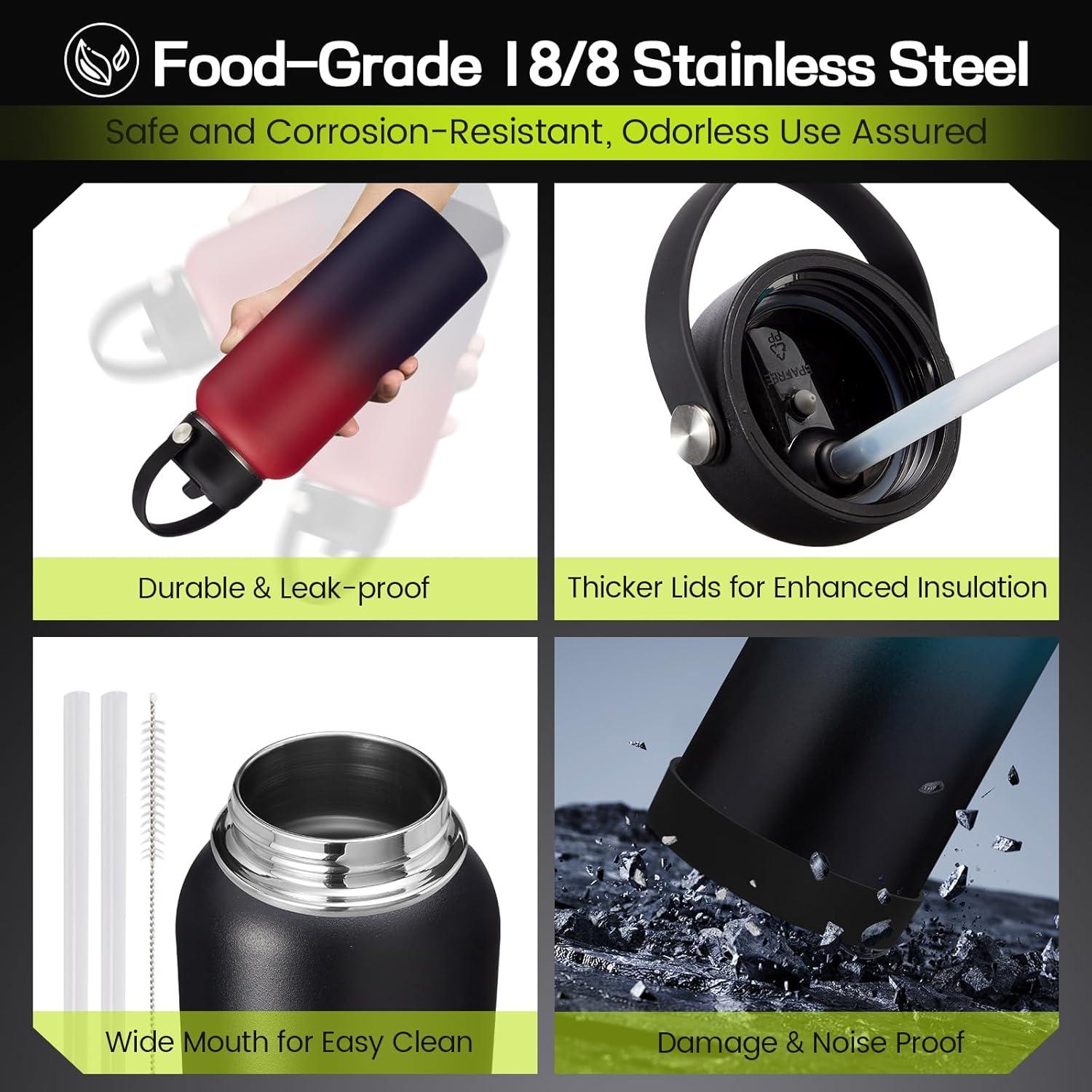 Botella de Agua Aislada 0.91L ICIOI - Frío 48h, Caliente 24h