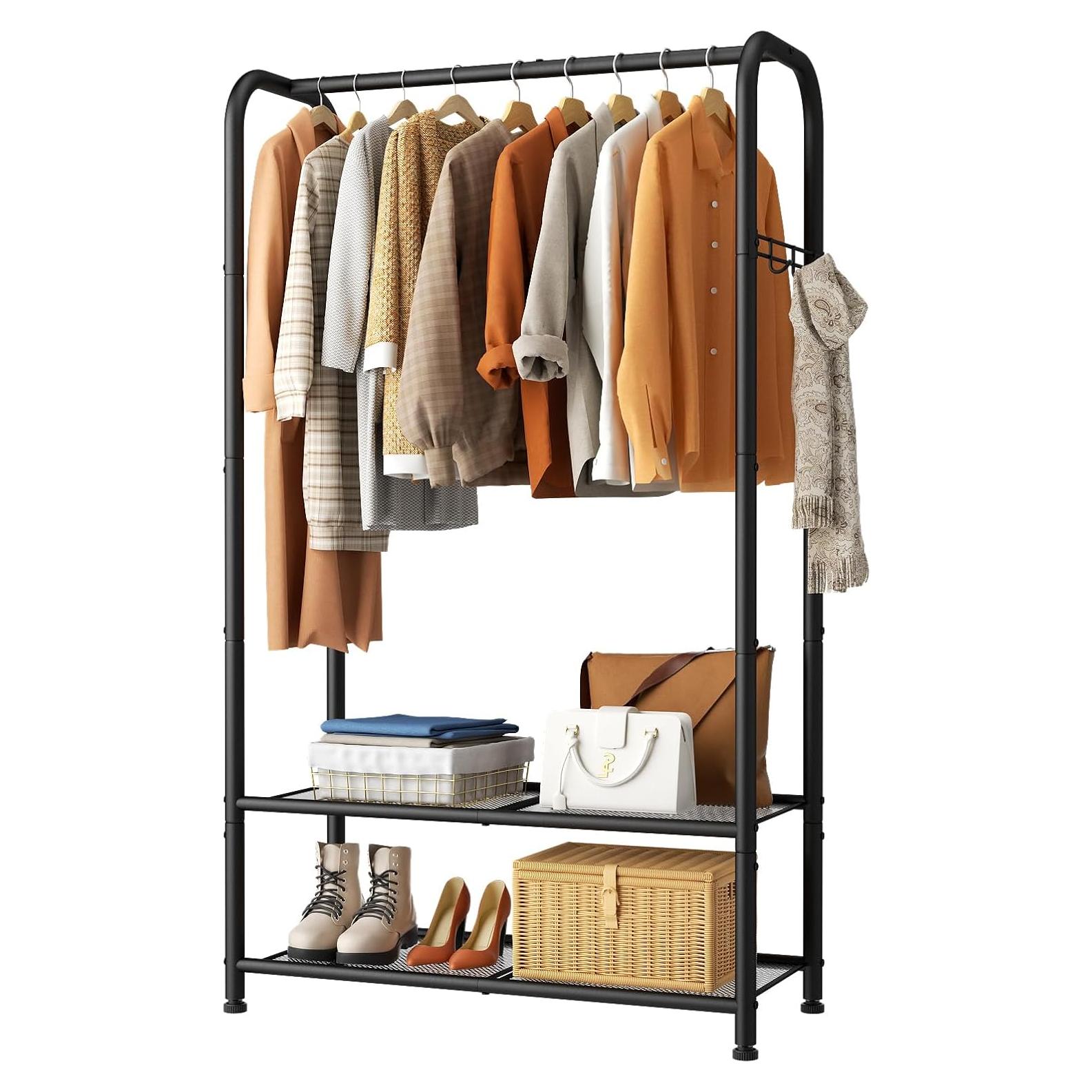 Perchero portátil SINGAYE 72 cm con estante doble y gancho