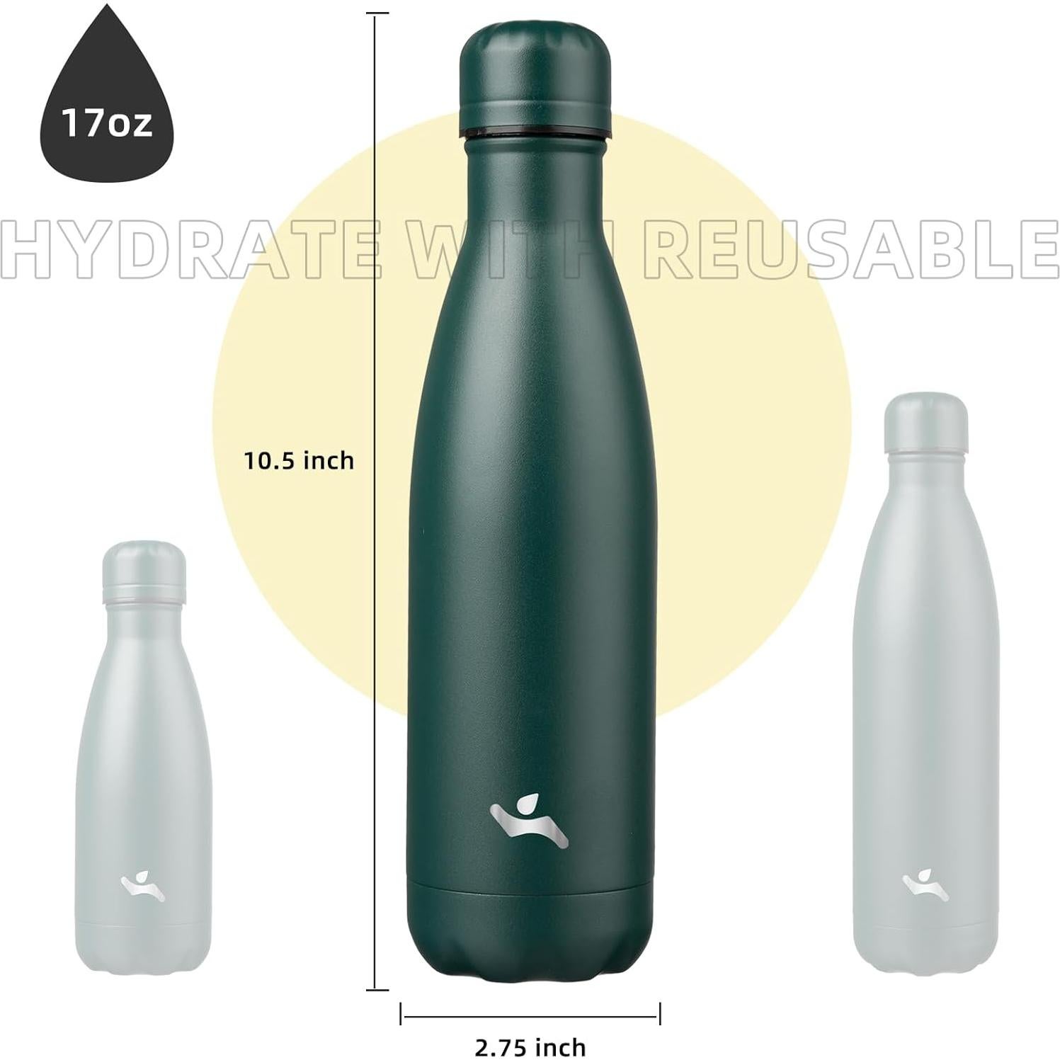 Botella de Agua Aislada Konokyo 0.5L Doble Pared Verde Militar