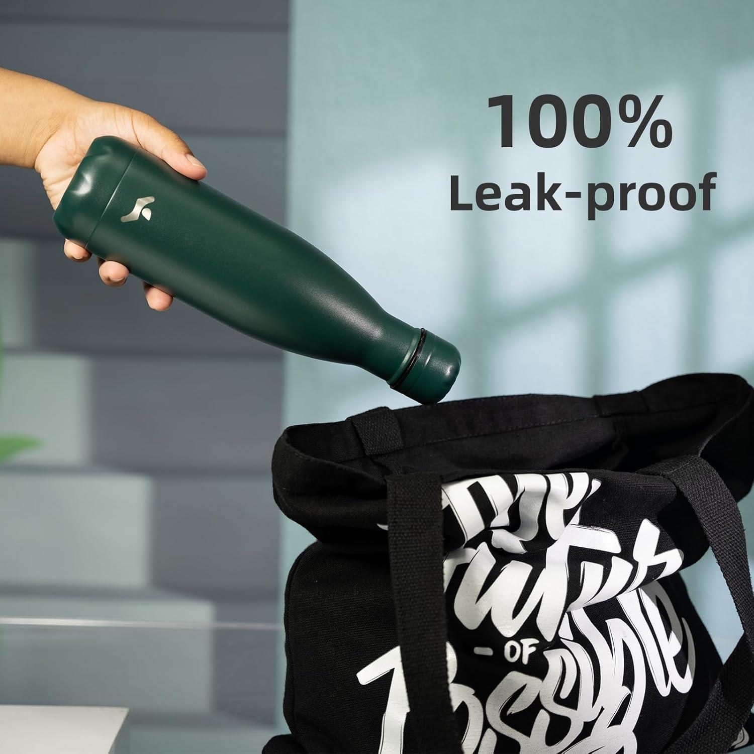 Botella de Agua Aislada Konokyo 0.5L Doble Pared Verde Militar