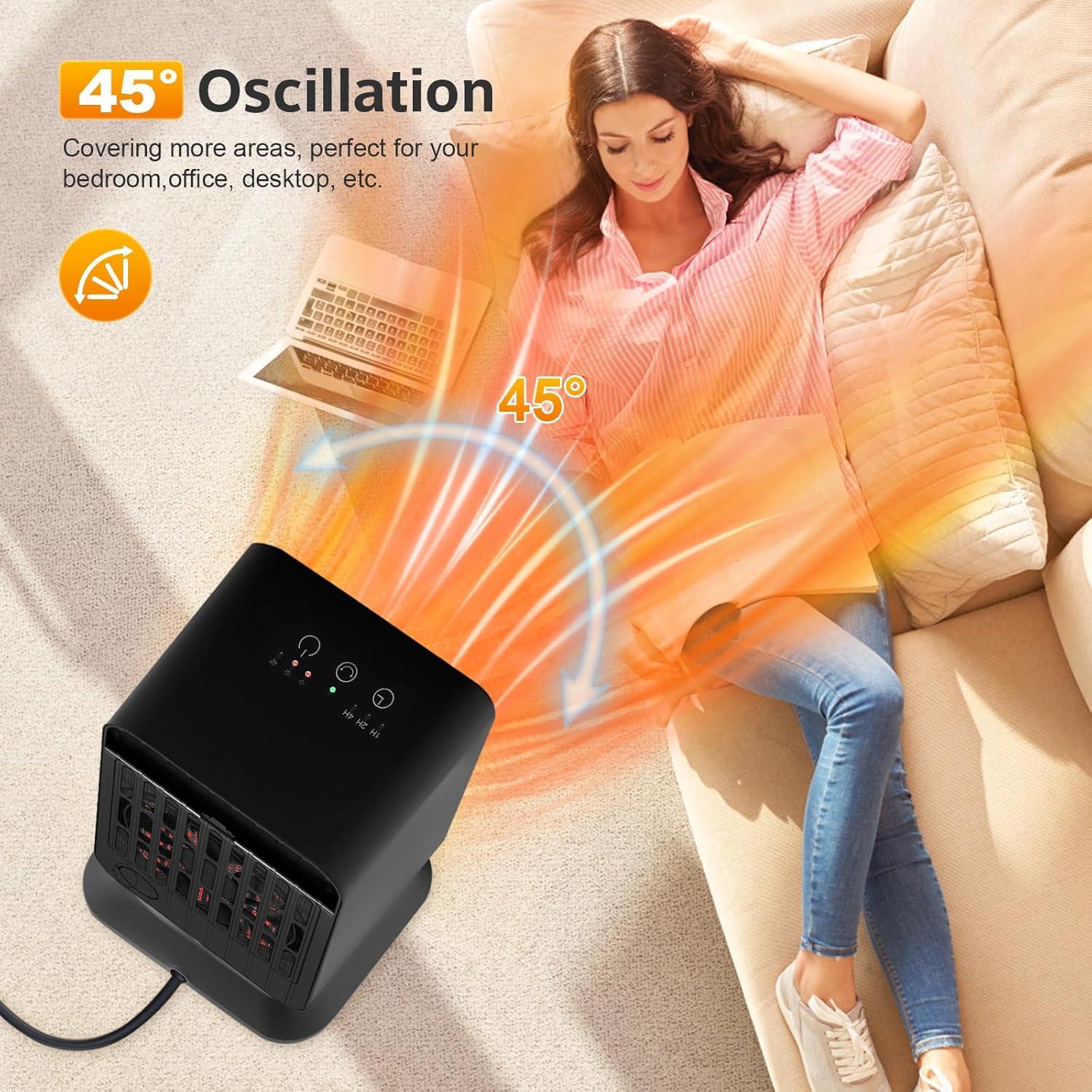 Calentador de Espacio AIDENOEY 1000W Portátil Silencioso Negro