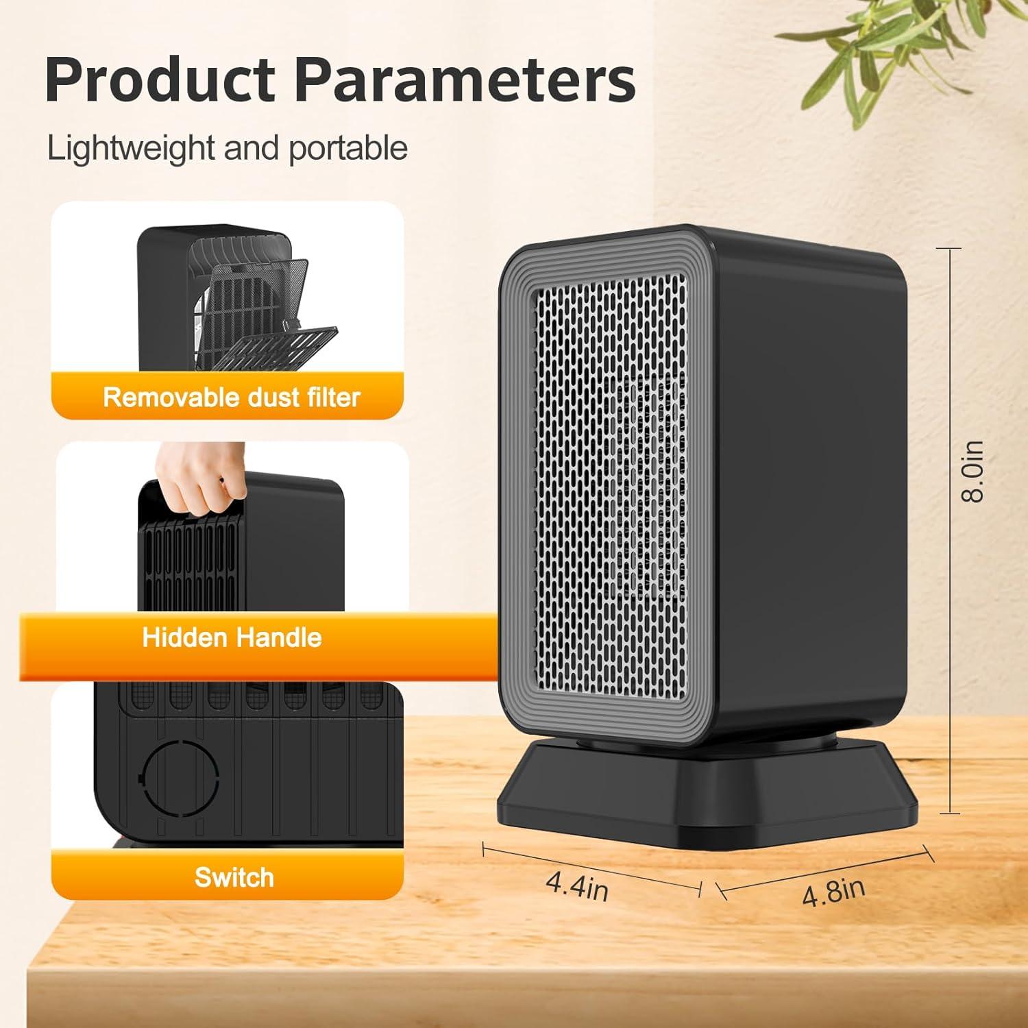 Calentador de Espacio AIDENOEY 1000W Portátil Silencioso Negro