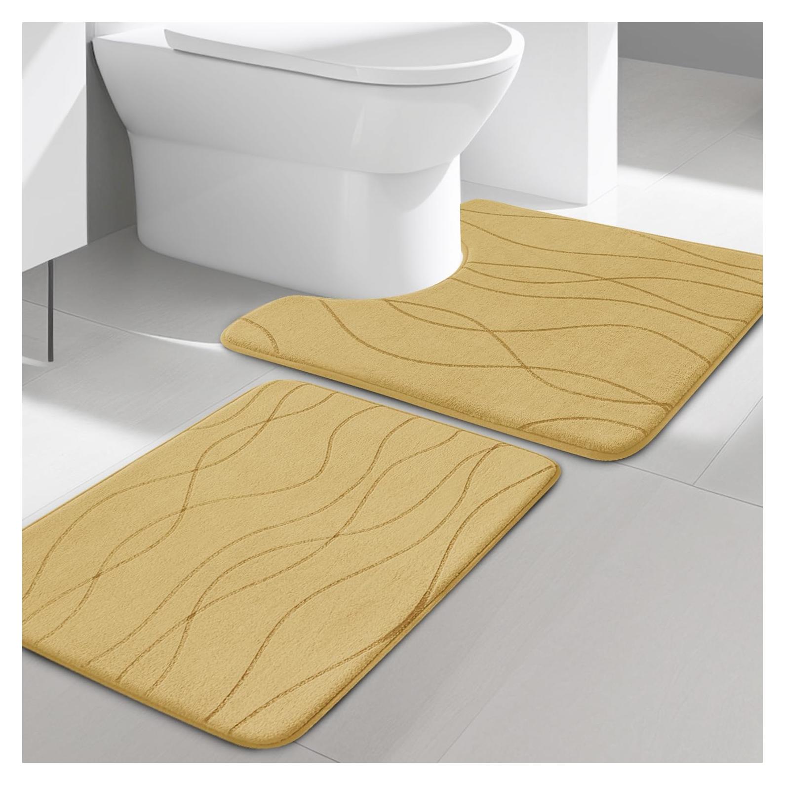 Conjunto de Alfombrillas de Baño YIHOUSE 2 Piezas Beige
