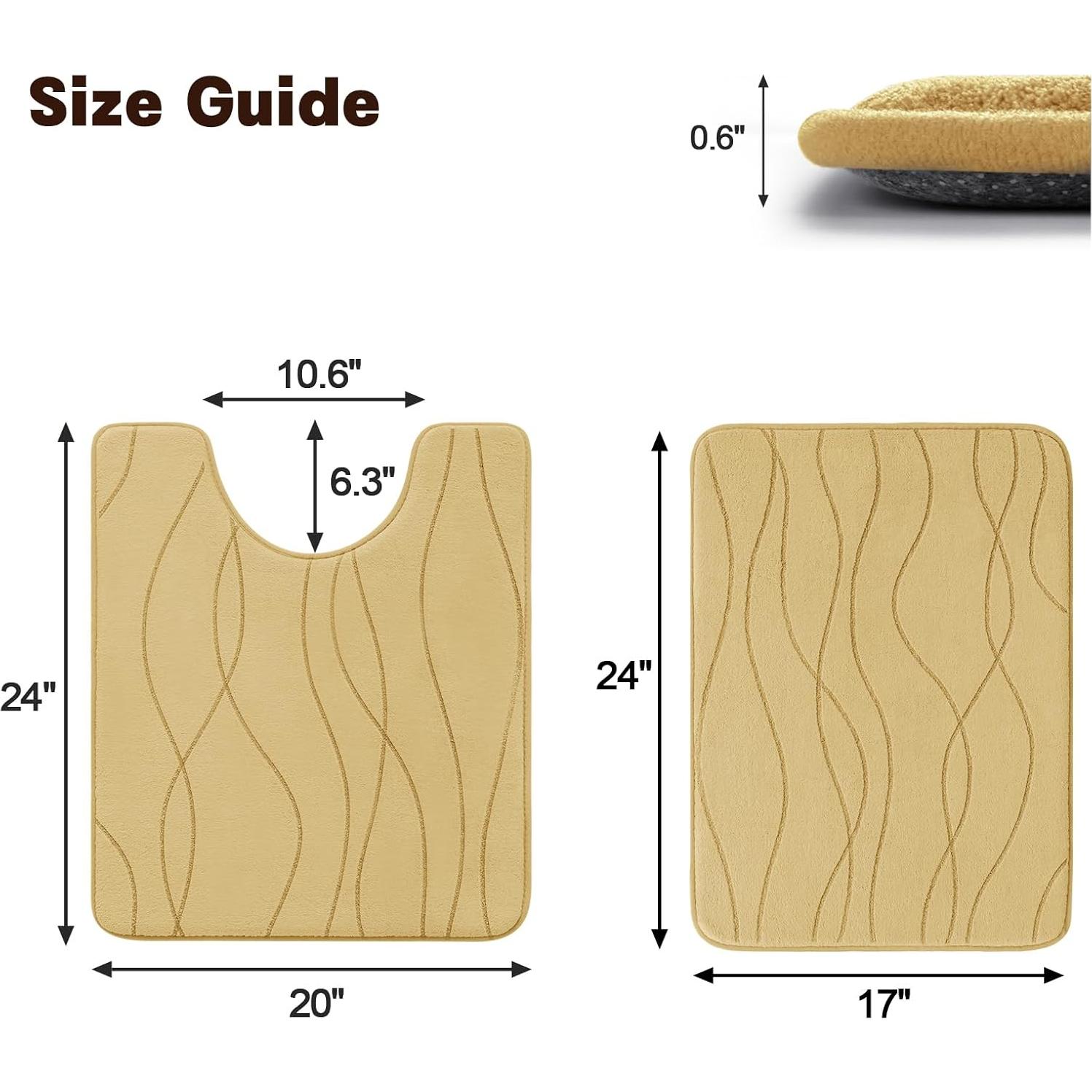 Conjunto de Alfombrillas de Baño YIHOUSE 2 Piezas Beige