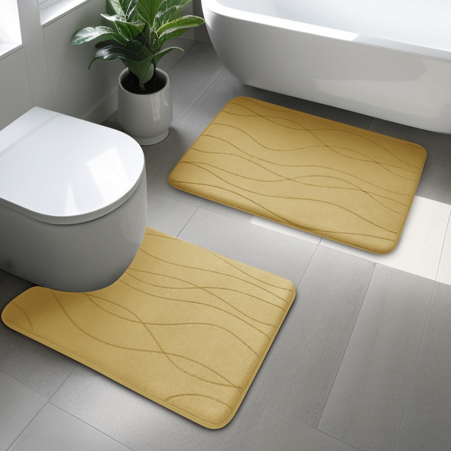 Conjunto de Alfombrillas de Baño YIHOUSE 2 Piezas Beige