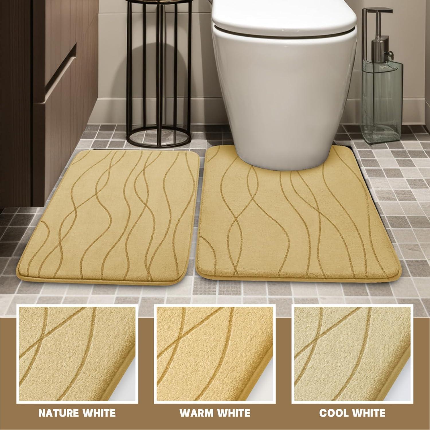 Conjunto de Alfombrillas de Baño YIHOUSE 2 Piezas Beige