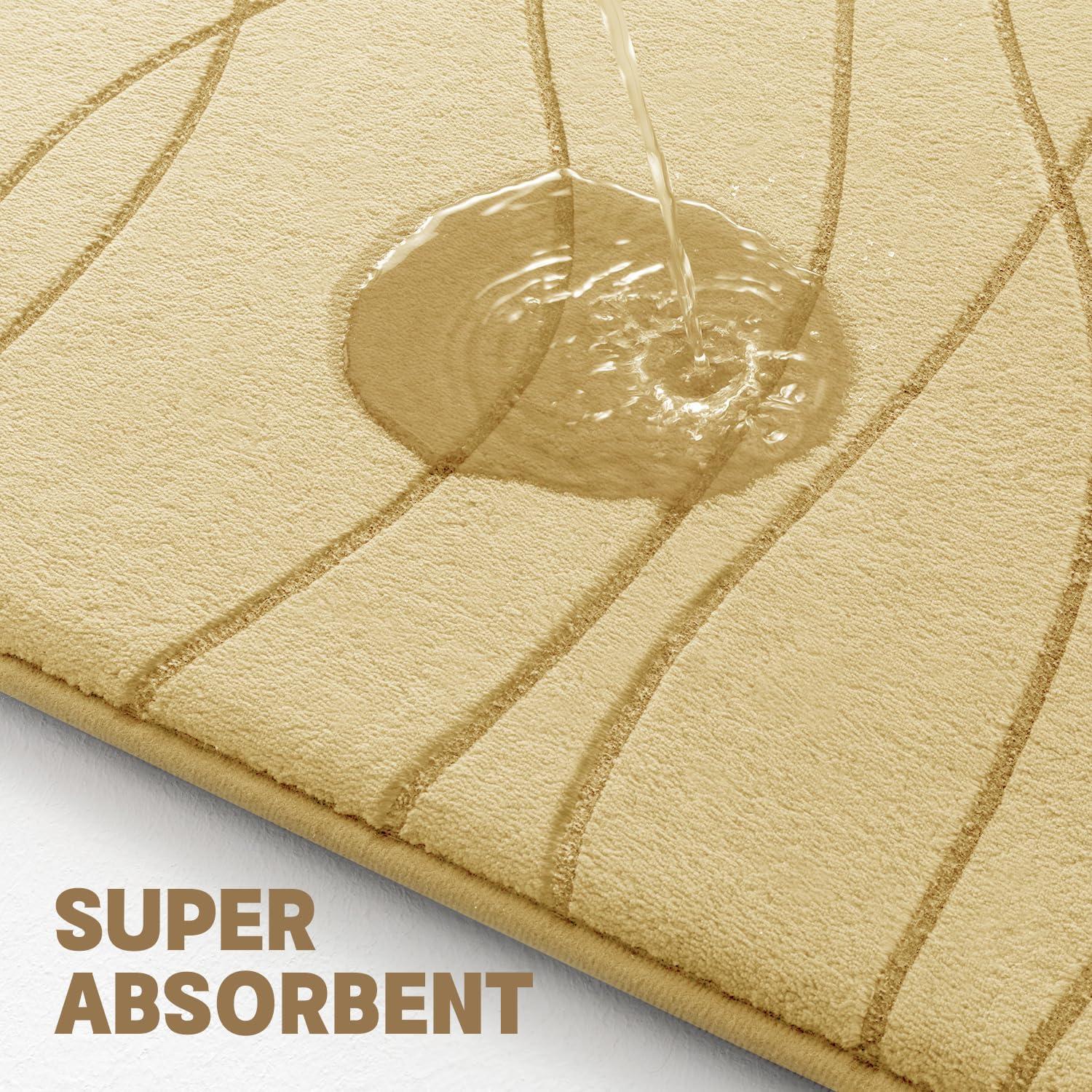 Conjunto de Alfombrillas de Baño YIHOUSE 2 Piezas Beige