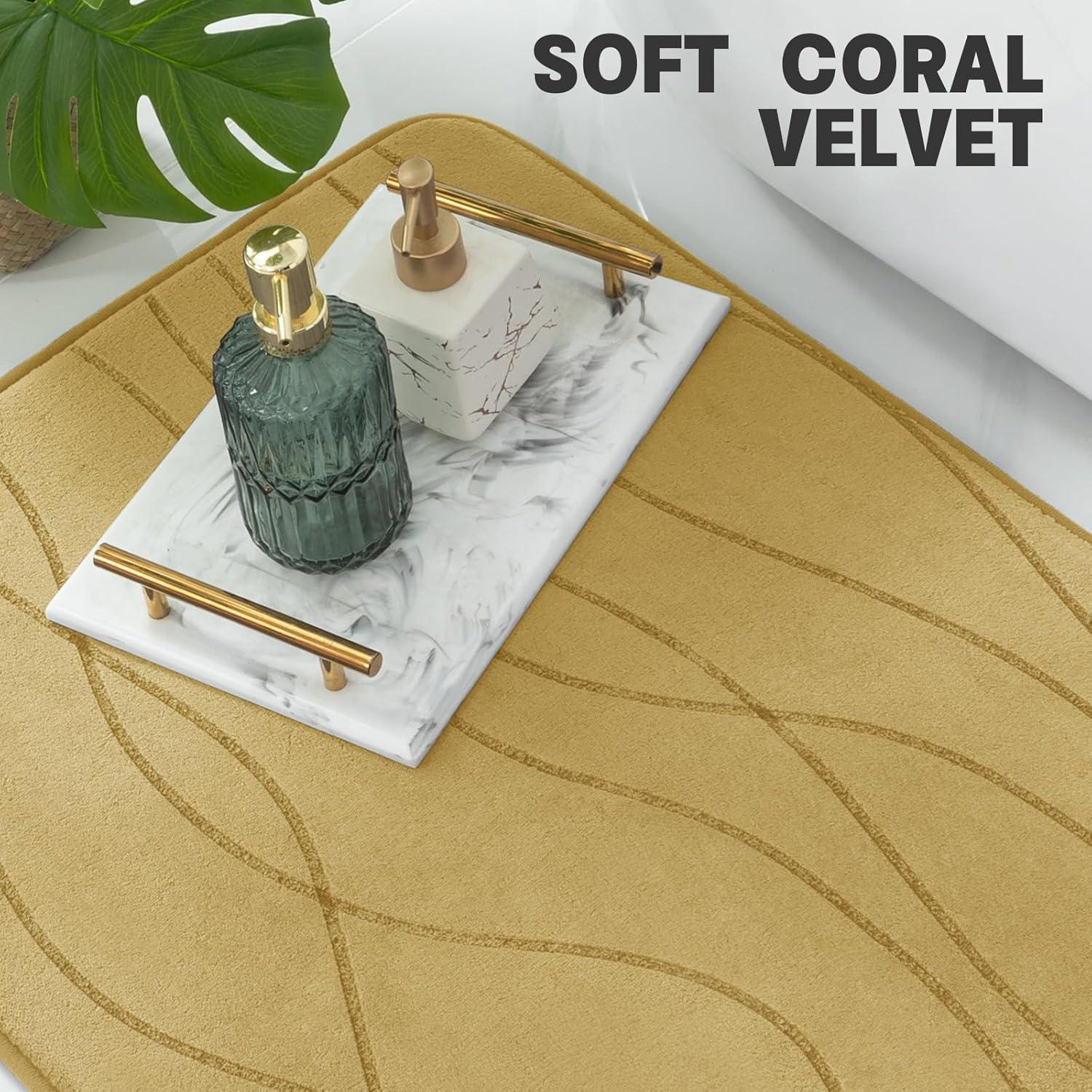 Conjunto de Alfombrillas de Baño YIHOUSE 2 Piezas Beige