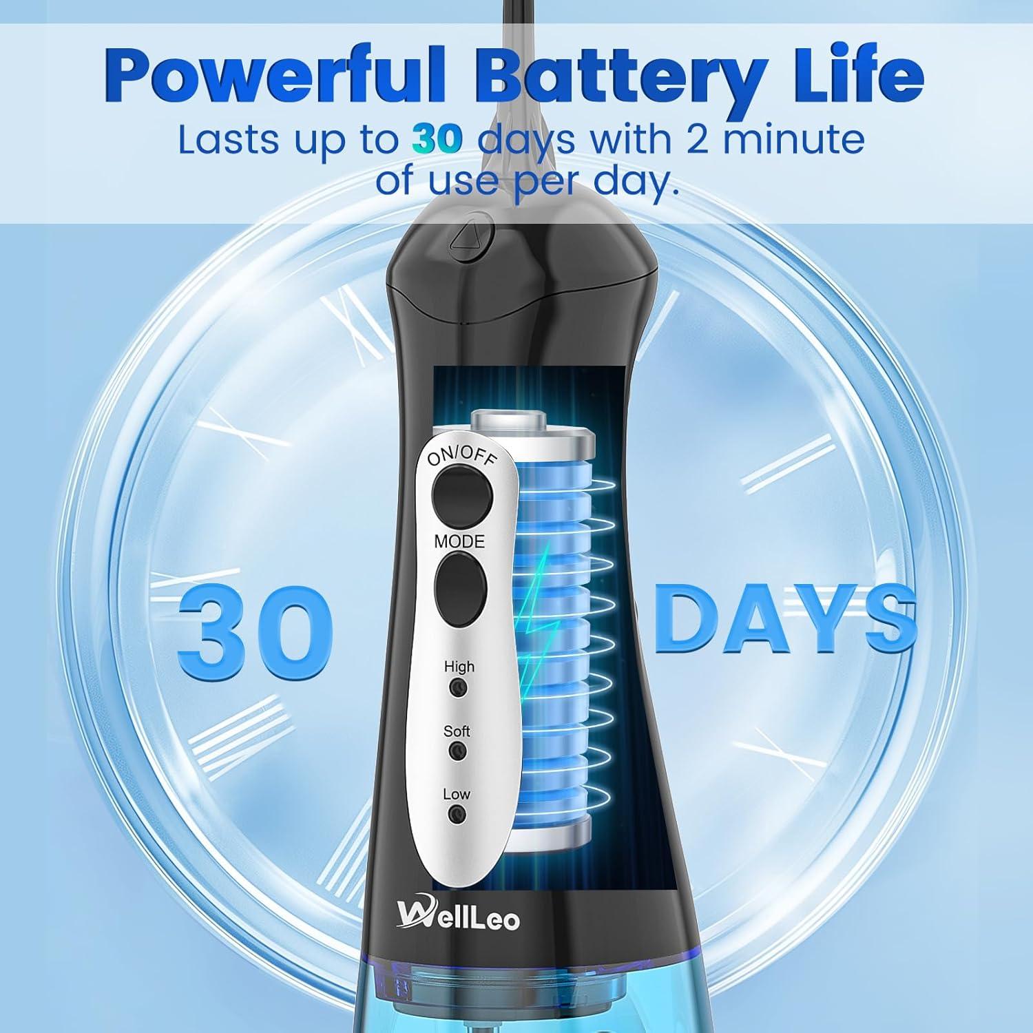 Irrigador Dental Portátil WellLeo C103 Recargable IPX7 5 Puntas