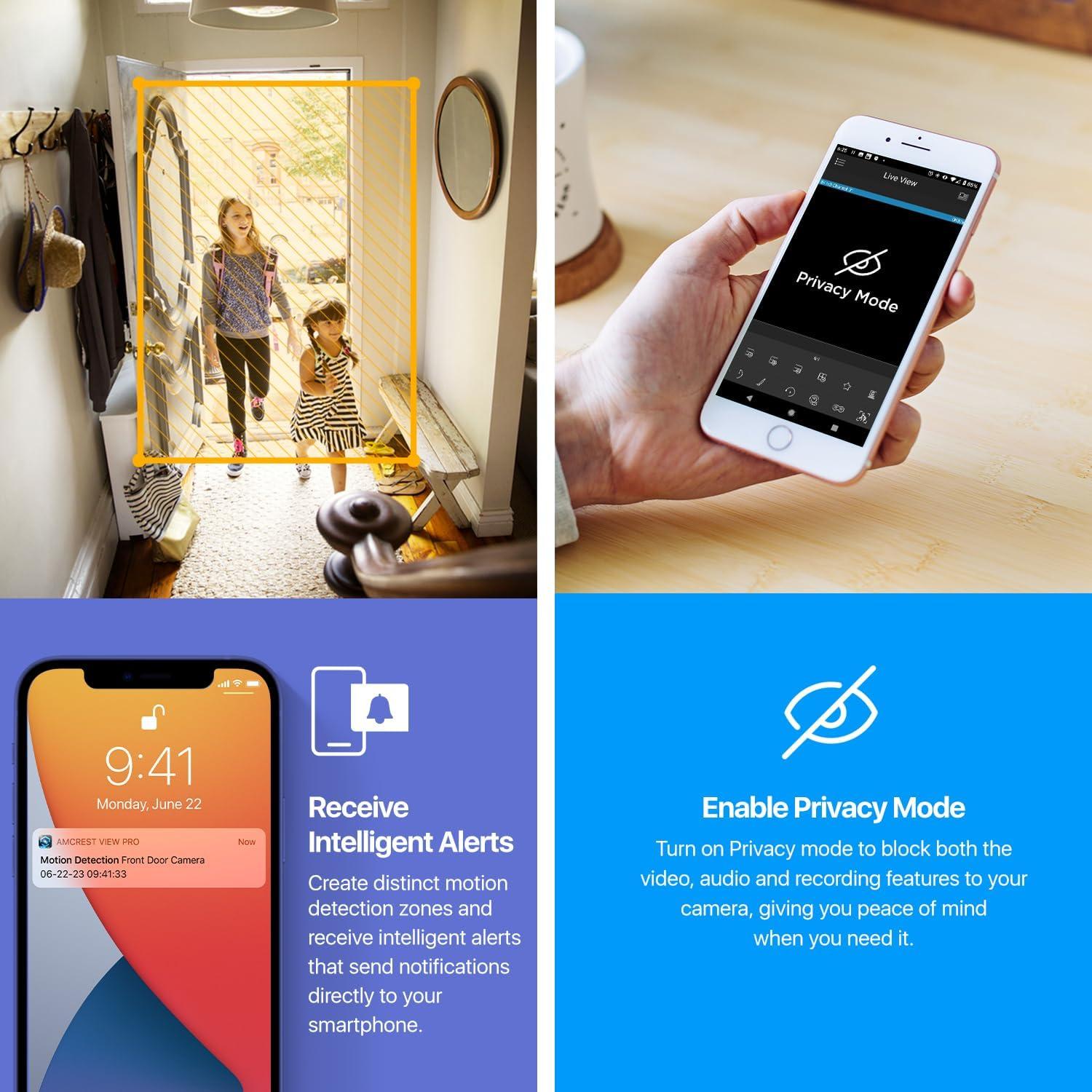 Cámara de Seguridad IP Inalámbrica Amcrest 1080P Pan/Tilt Negro