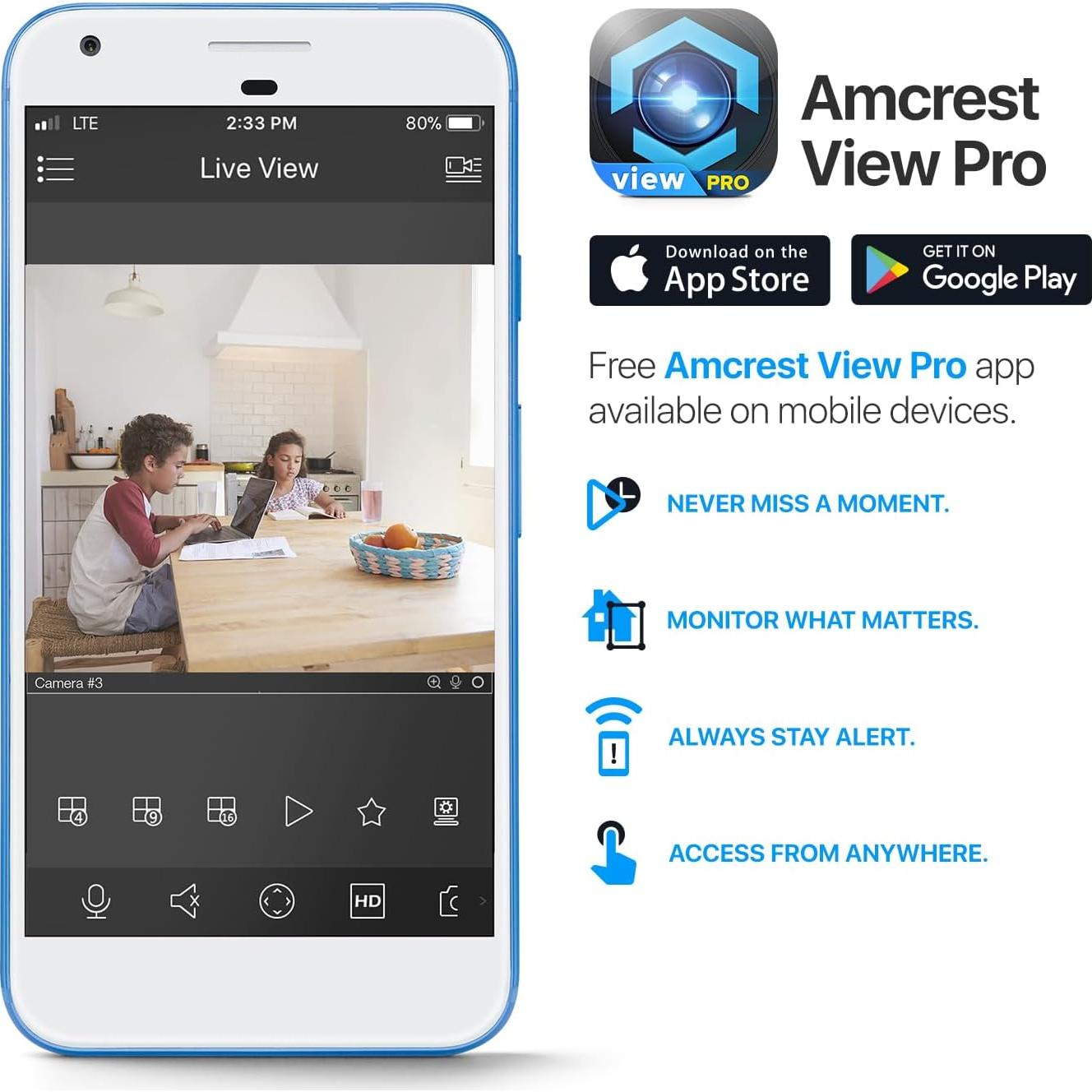 Cámara de Seguridad IP Inalámbrica Amcrest 1080P Pan/Tilt Negro