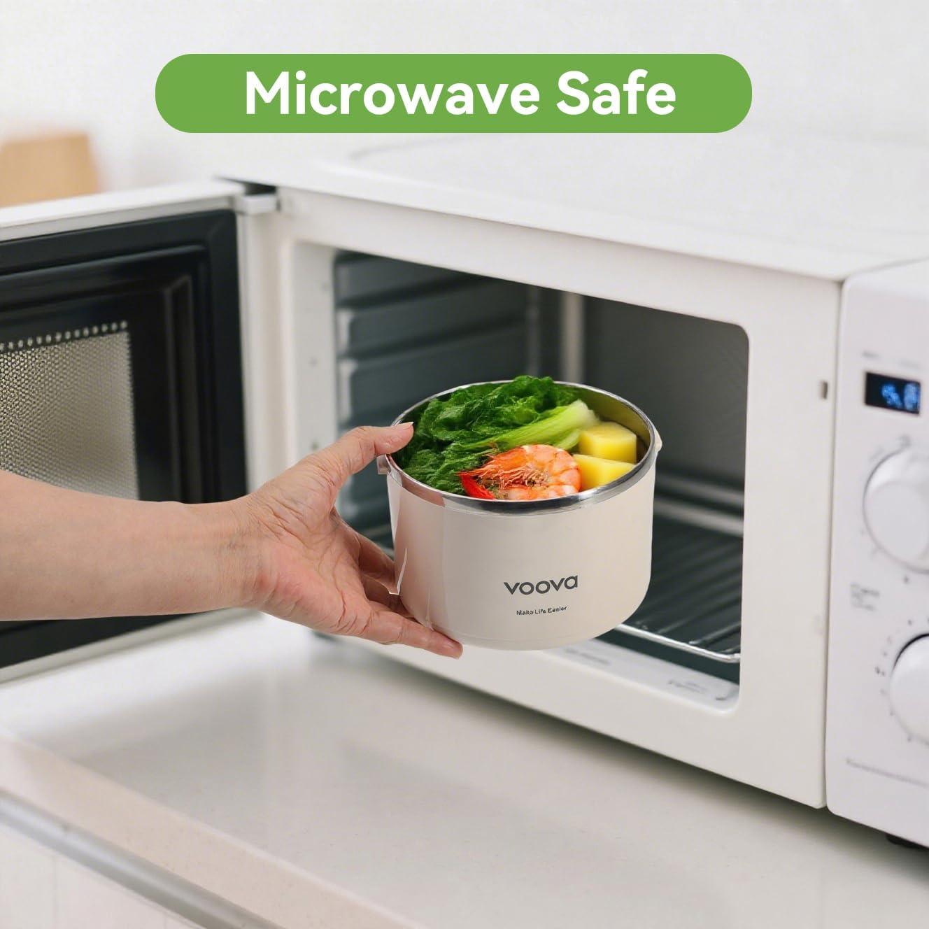 Caja Térmica Apilable Voova Acero Inoxidable 2 Capas Beige