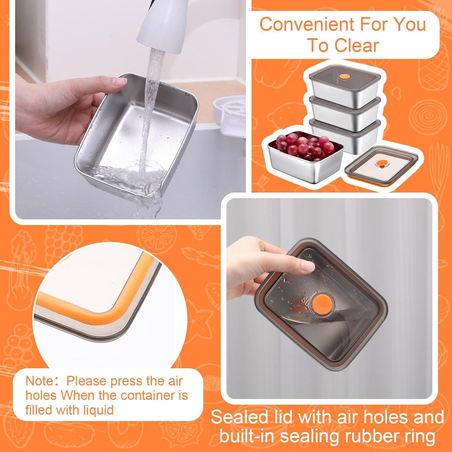 Contenedores de Comida Acero Inoxidable Layhit 10 Set 540 ml