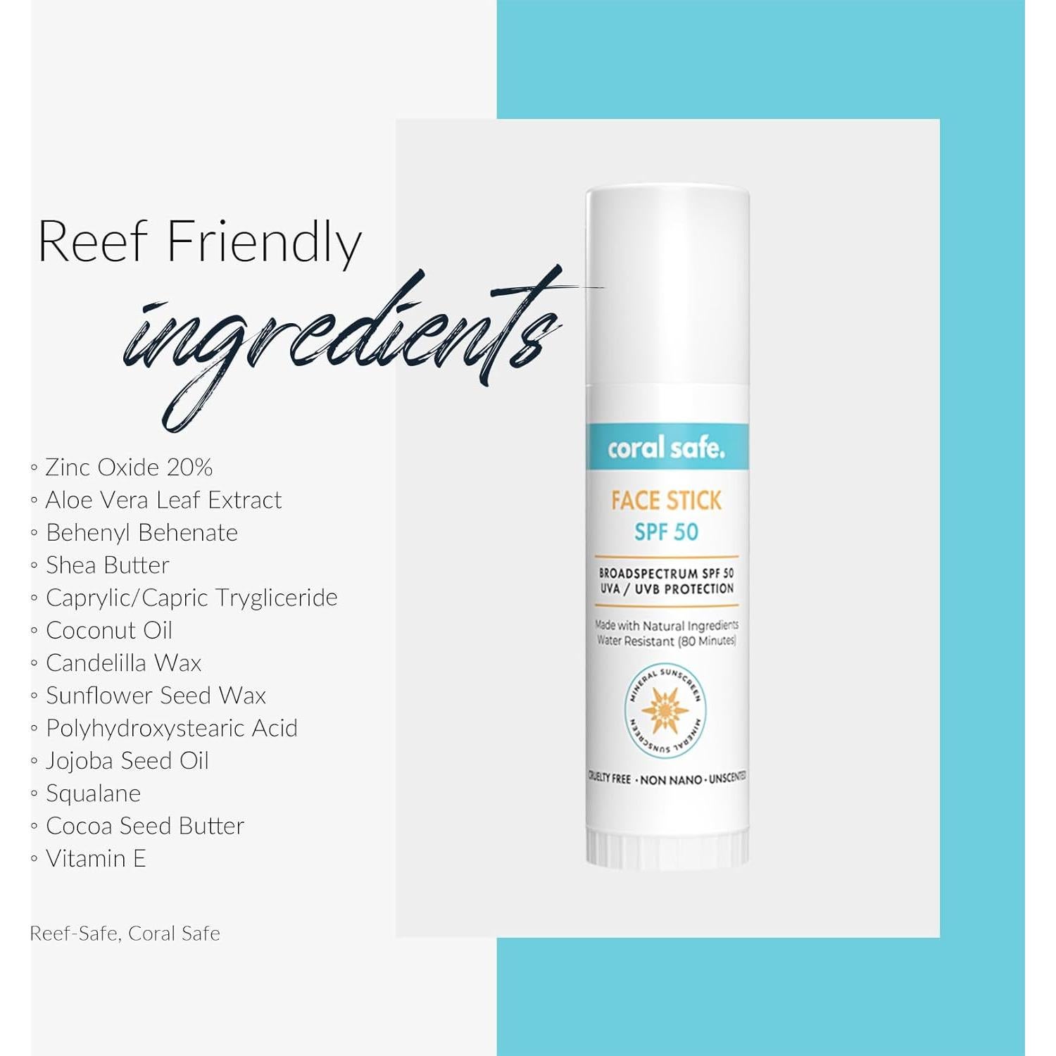 Protector Solar Mineral Coral Safe SPF 50 Stick 14g - Biodegradable