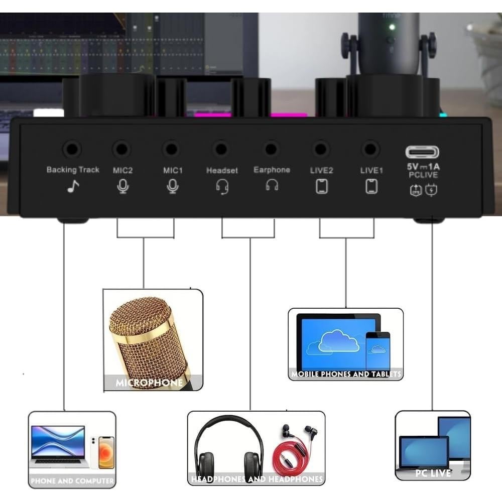 Paquete de Podcast para 2 sktome V8MAX - Micrófonos y Mezclador