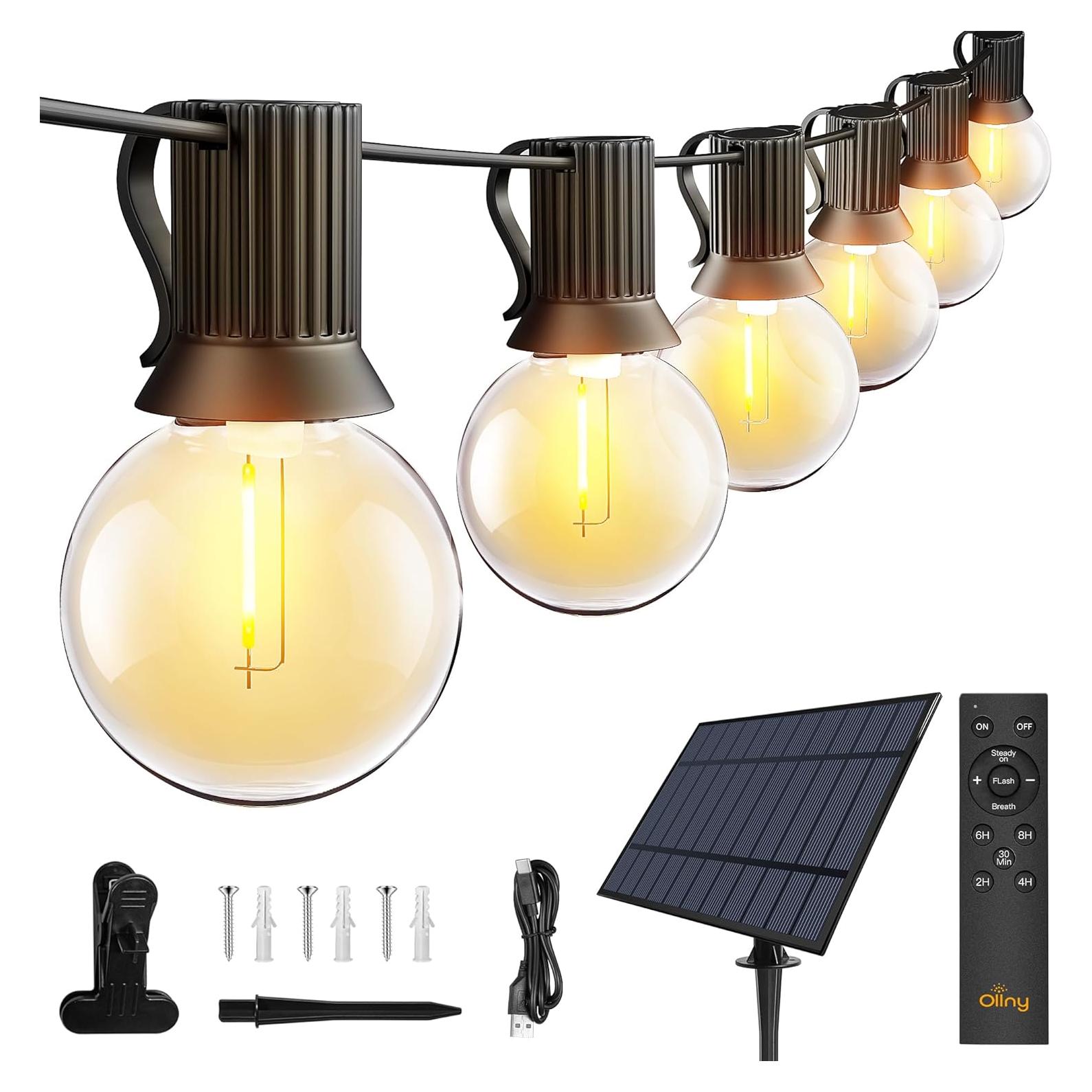 Luces de Cadena Solares Ollny 10.67M con Control Remoto y 15 LEDs