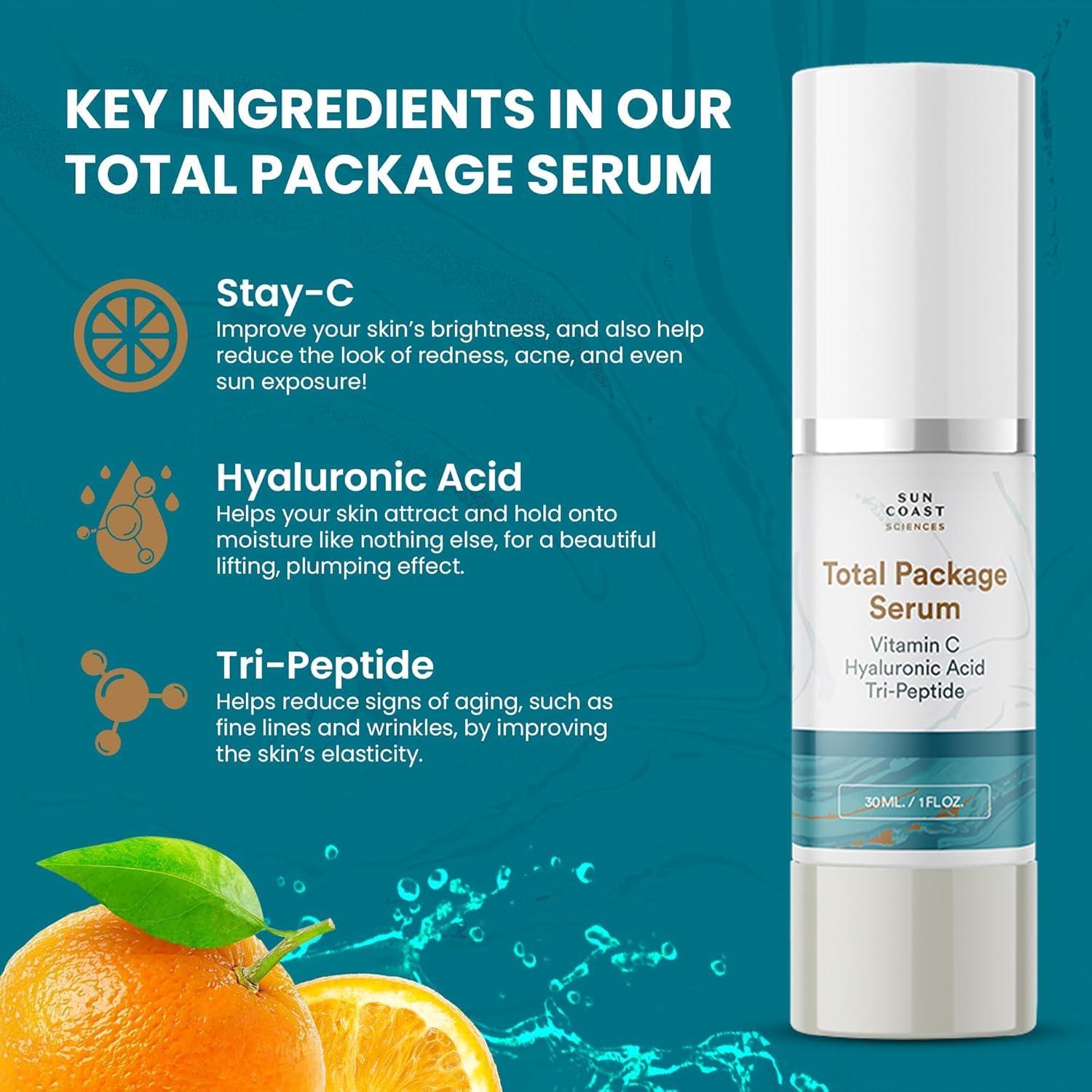 Suero Total Package Sun Coast Sciences 30ml Vitamina C Ácido Hialurónico