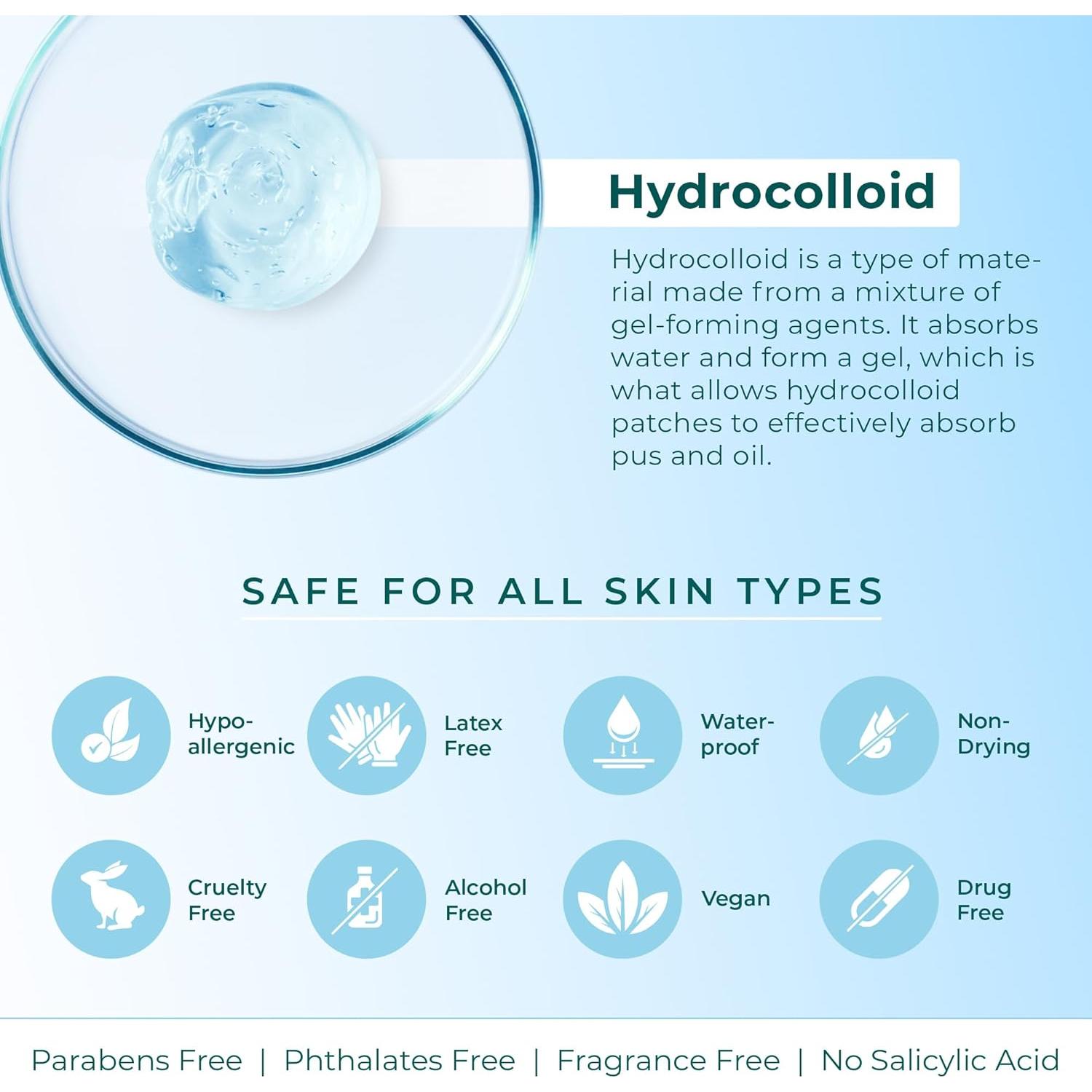 Parche Hidrocoloide para Acné Vegano 10 Unidades XL