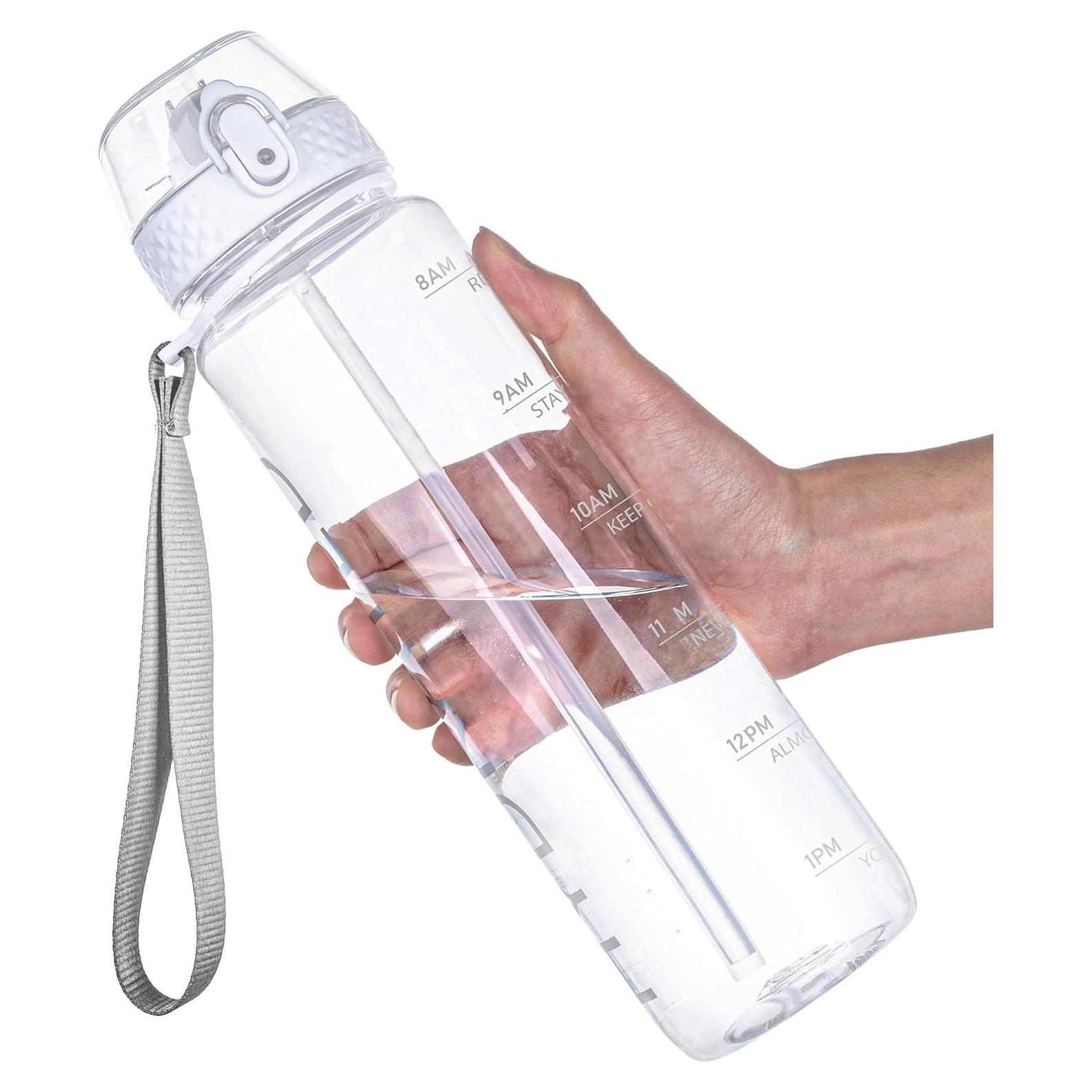 Botella de Agua GOPPUS 32oz Tritán Transparente a Prueba de Fugas