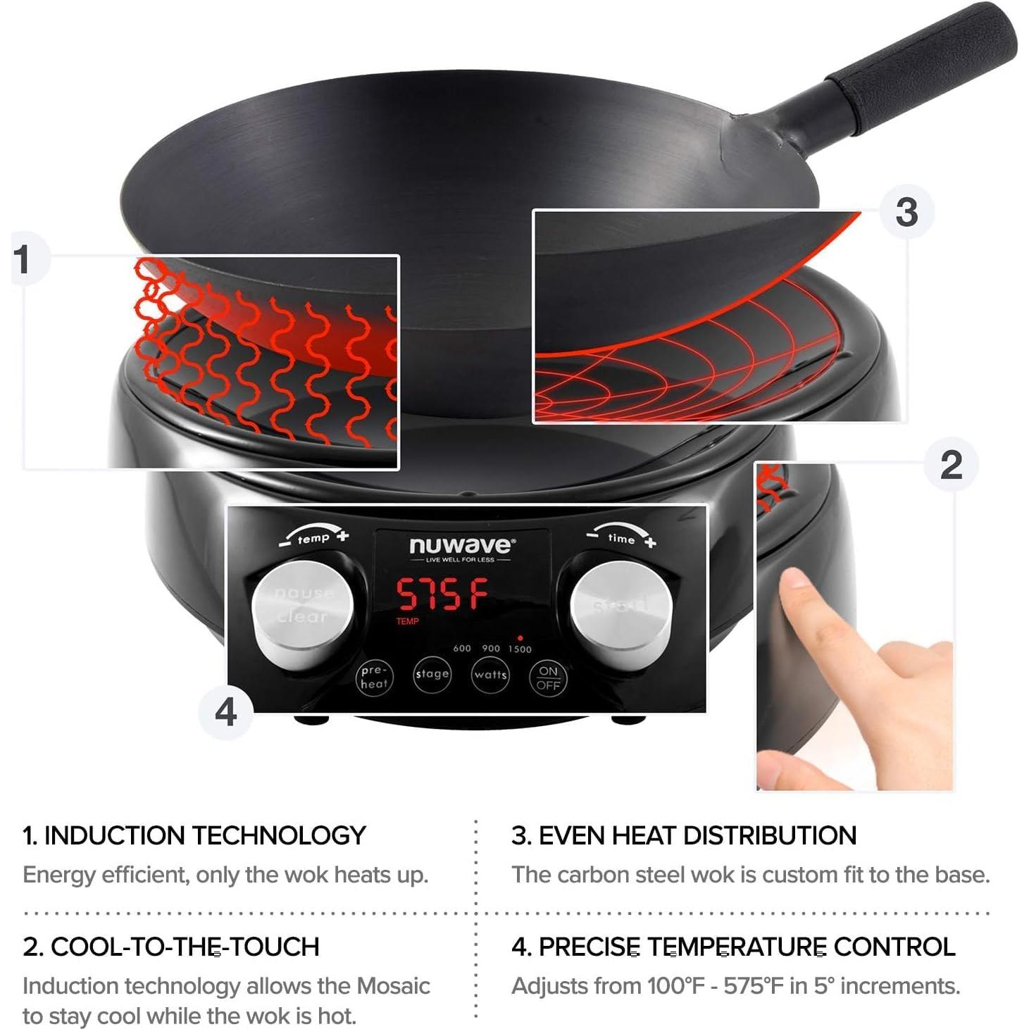 Wok de Inducción Nuwave 14" Acero Carbono Antiadherente