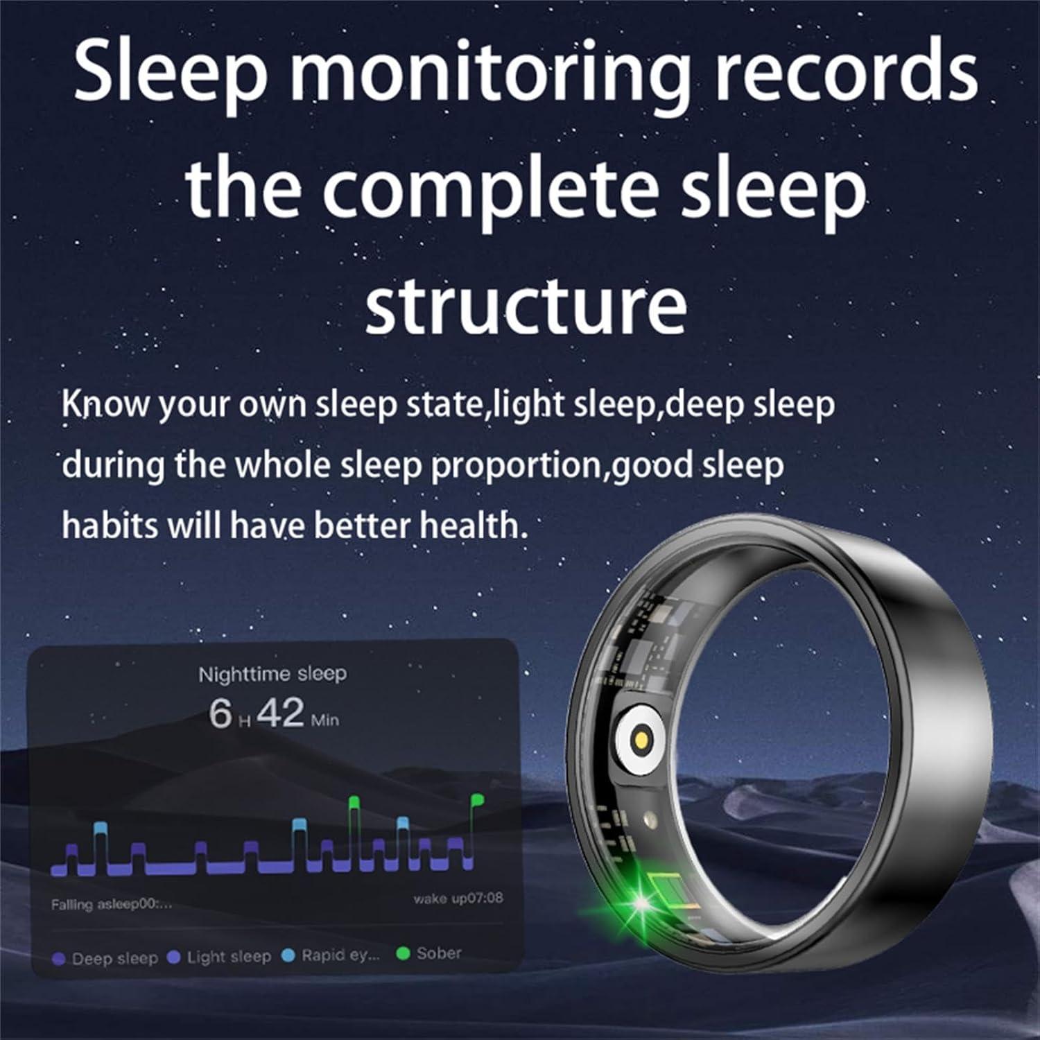 Anillo Inteligente Genérico Negro Talla 10 - Monitoreo Salud IP68