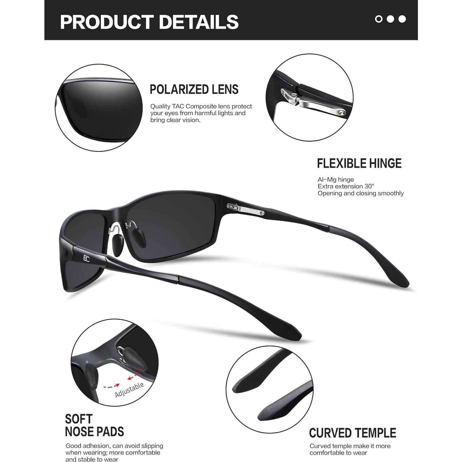 Gafas de sol polarizadas BIRCEN para hombres, marco Mg-Al, UV400