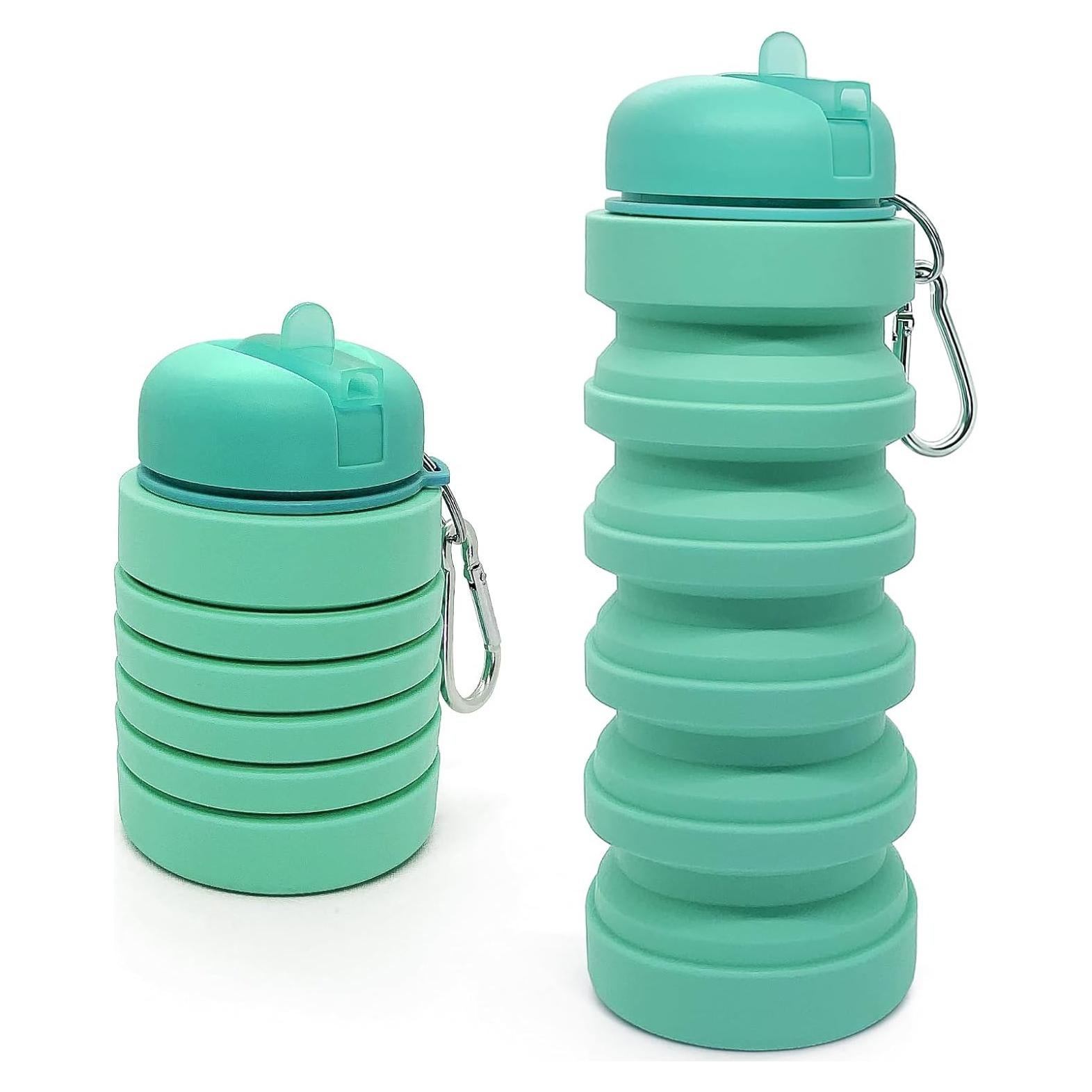 Botella de Agua Plegable Wikineon 600ml Verde Deportiva