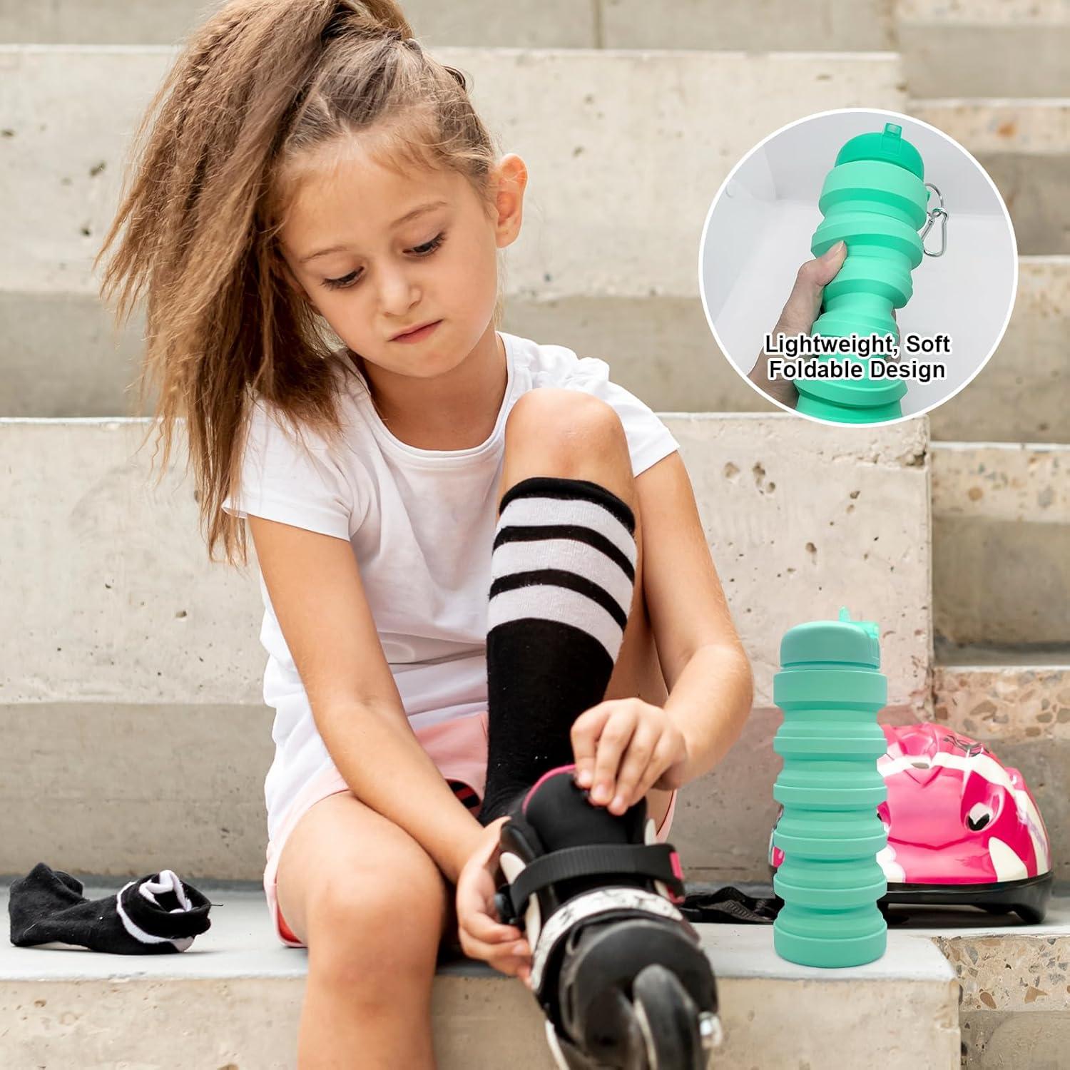 Botella de Agua Plegable Wikineon 600ml Verde Deportiva