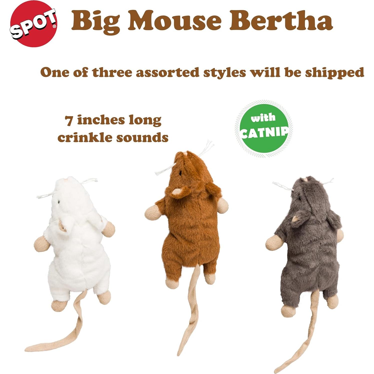 Juguete para Gatos SPOT Gran Ratón Bertha 18 cm con Hierba Gatera