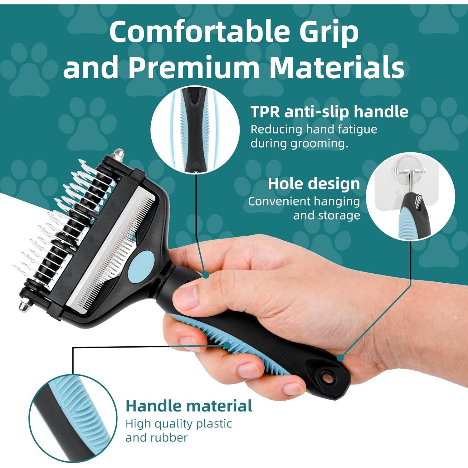 Herramienta de Aseo 3 en 1 PINKIELINK para Mascotas - Rasqueta, Peine y Cepillo