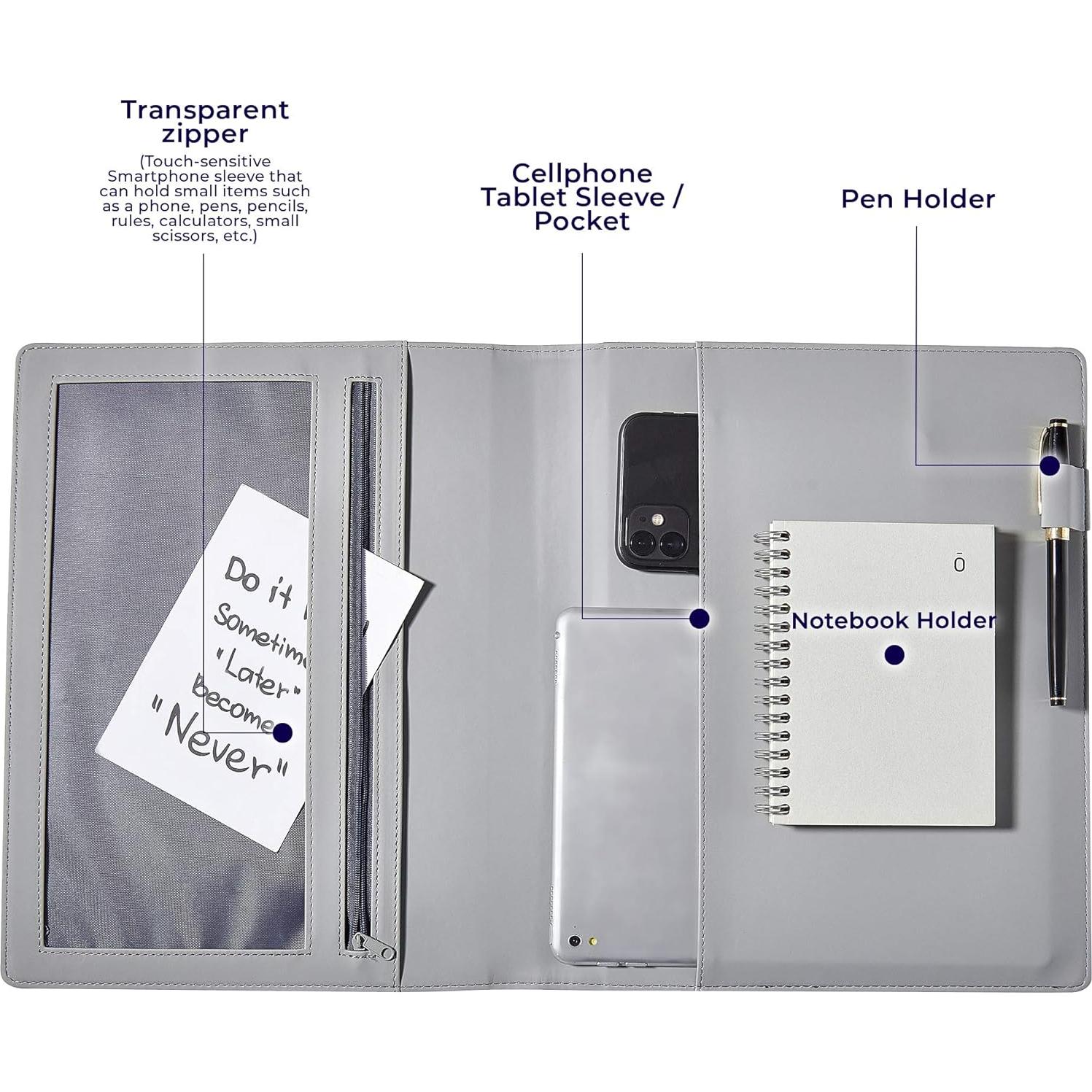 Cubierta de Cuaderno OOKU A4 de Cuero PU Negro para Rocketbook