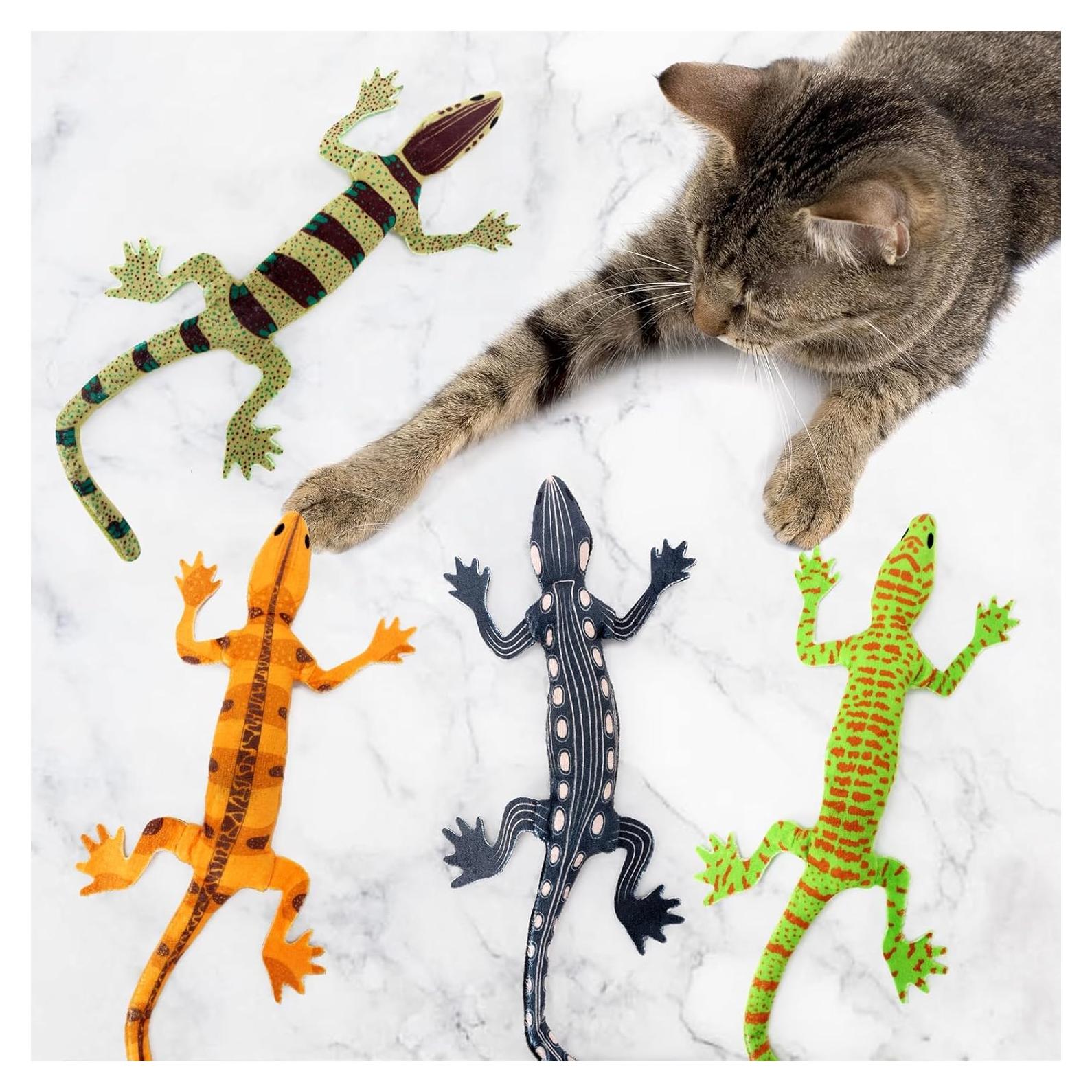 Juguetes para Gatos CiyvoLyeen Set de 4 Lagartos de Hierba Gatera