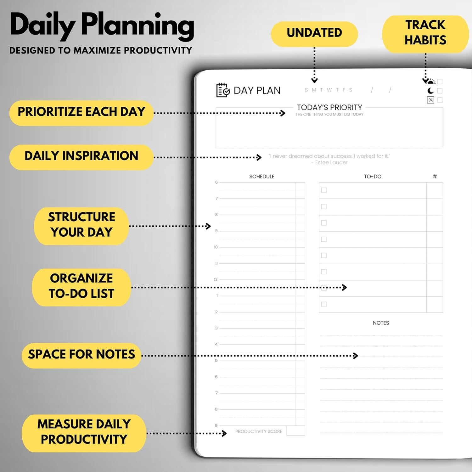 Planificador Diario No Datado A5 Wyze - 6 Meses de Productividad