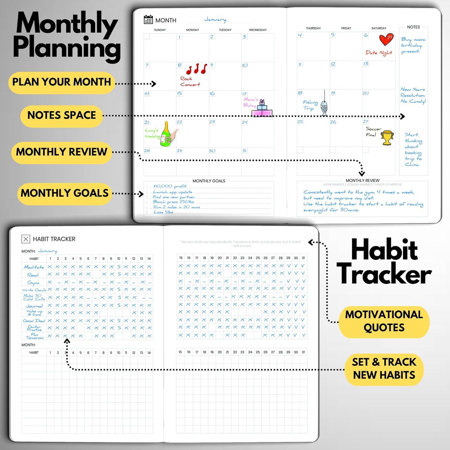 Planificador Diario No Datado A5 Wyze - 6 Meses de Productividad