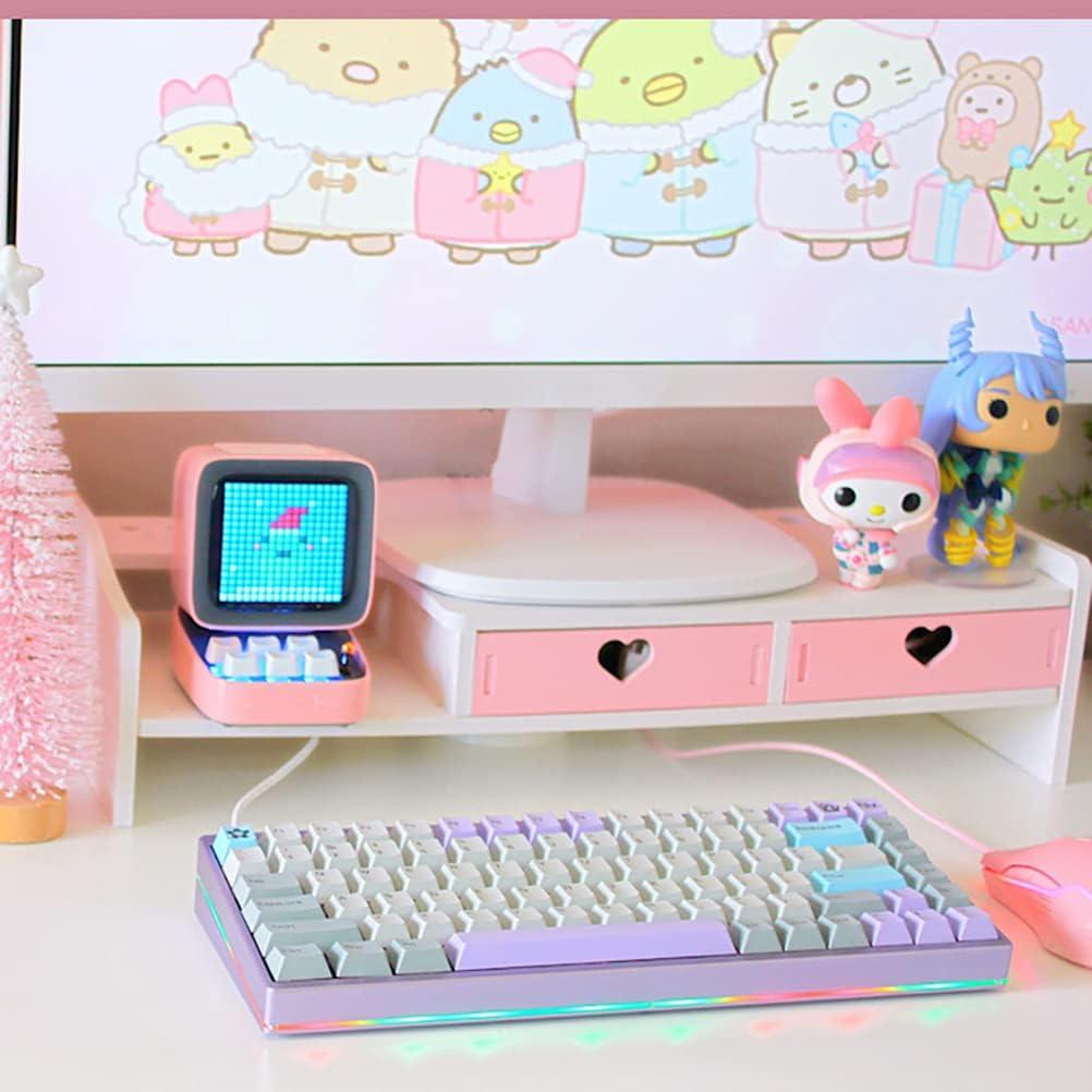 Organizador de Escritorio Kawaii Rosa con 2 Cajones y Soporte