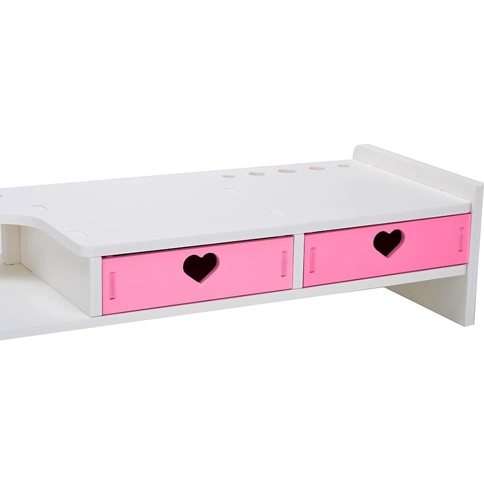 Organizador de Escritorio Kawaii Rosa con 2 Cajones y Soporte