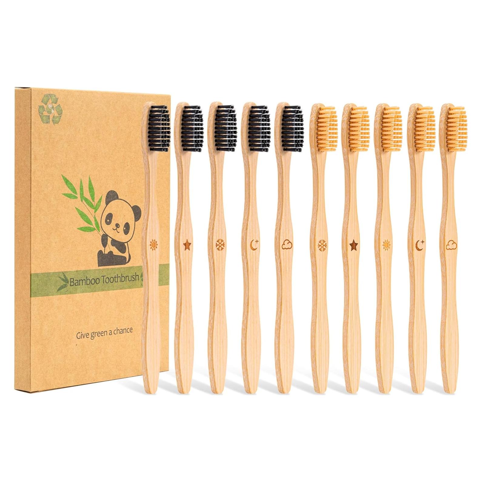 Cepillos de Dientes de Bambú Goaycer - 10 Piezas Biodegradables