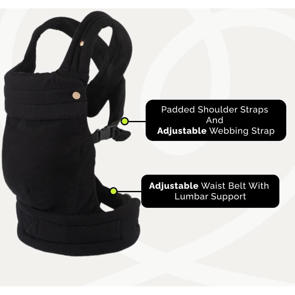 Portabebés Ergonómico 4 en 1 Negro - Algodón Ajustable