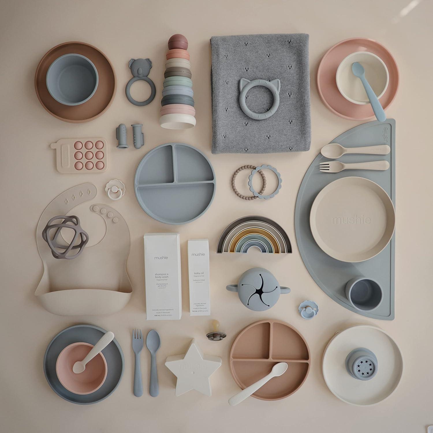 Plato de Succión de Silicona mushie Rosa 18.41 cm Antideslizante