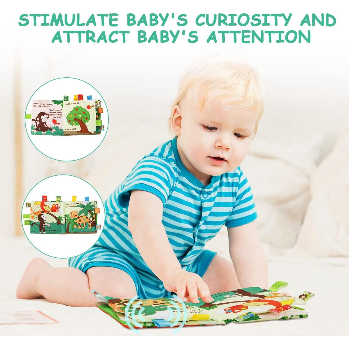 Libro Suave para Bebés Vicloon Mono Colorido 0-3 Años