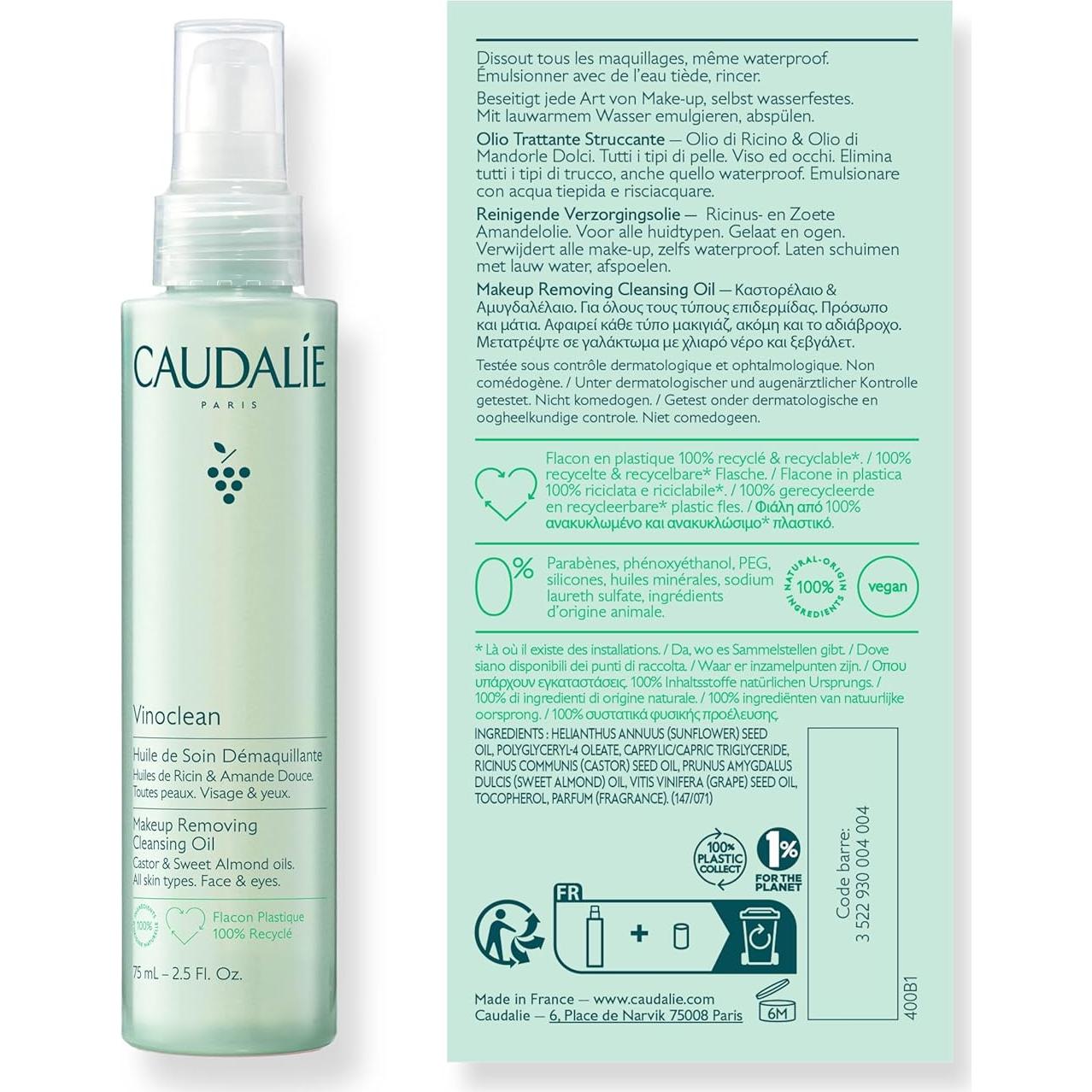Aceite Limpiador Desmaquillante Caudalie Vinoclean 148 ml