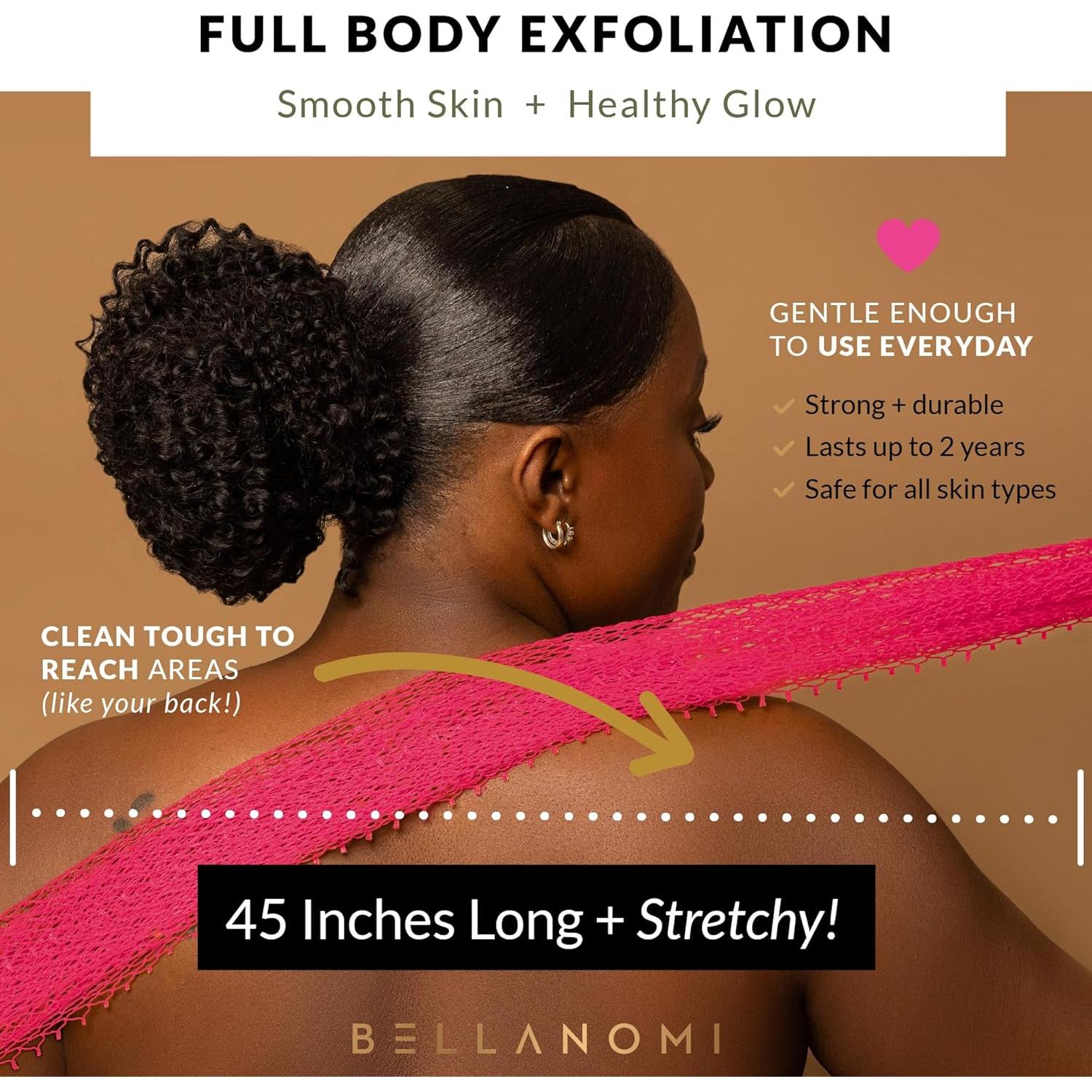 Esponja de Red Exfoliante Bellanomi - 4 Piezas, 114 cm