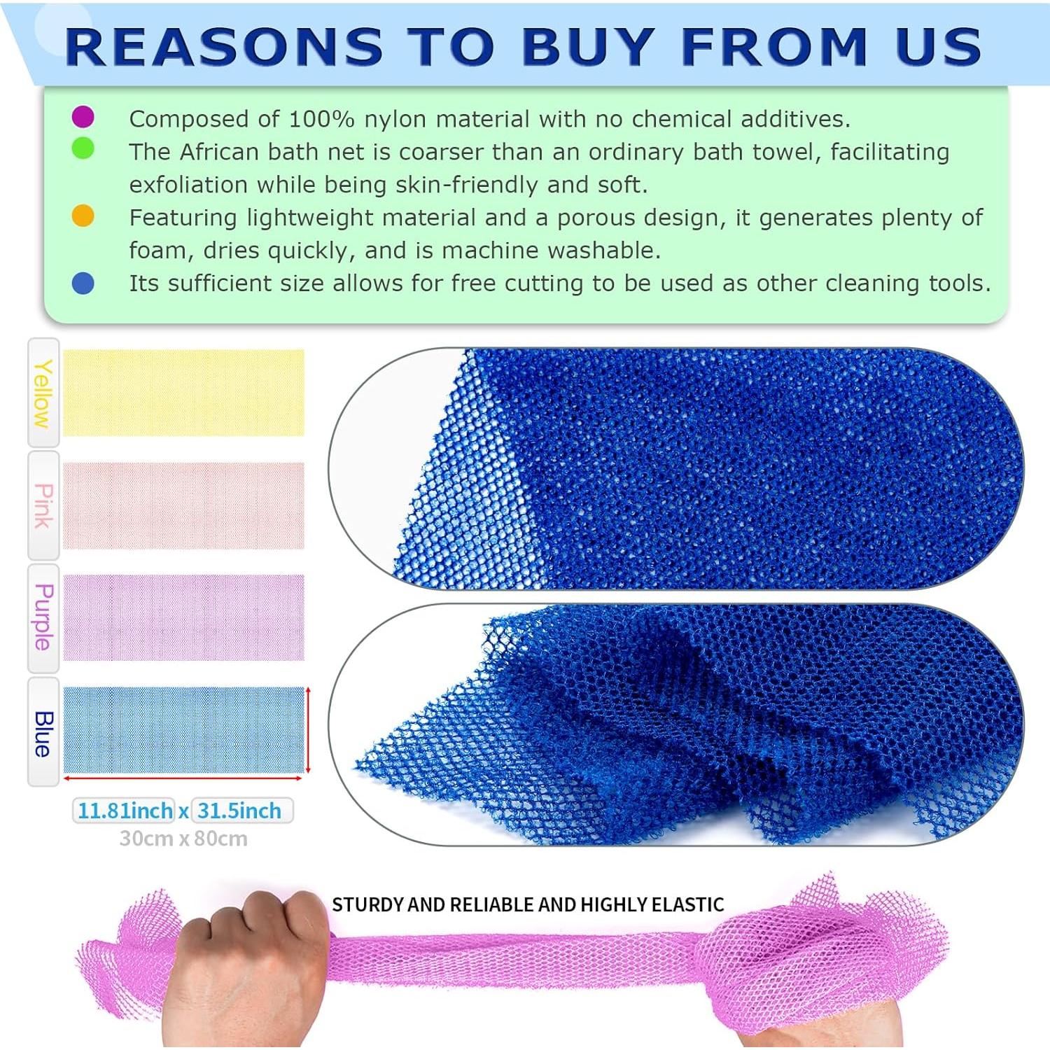 Esponja de Red Africana SpiralScgv - 4 Piezas Exfoliantes 30x80cm