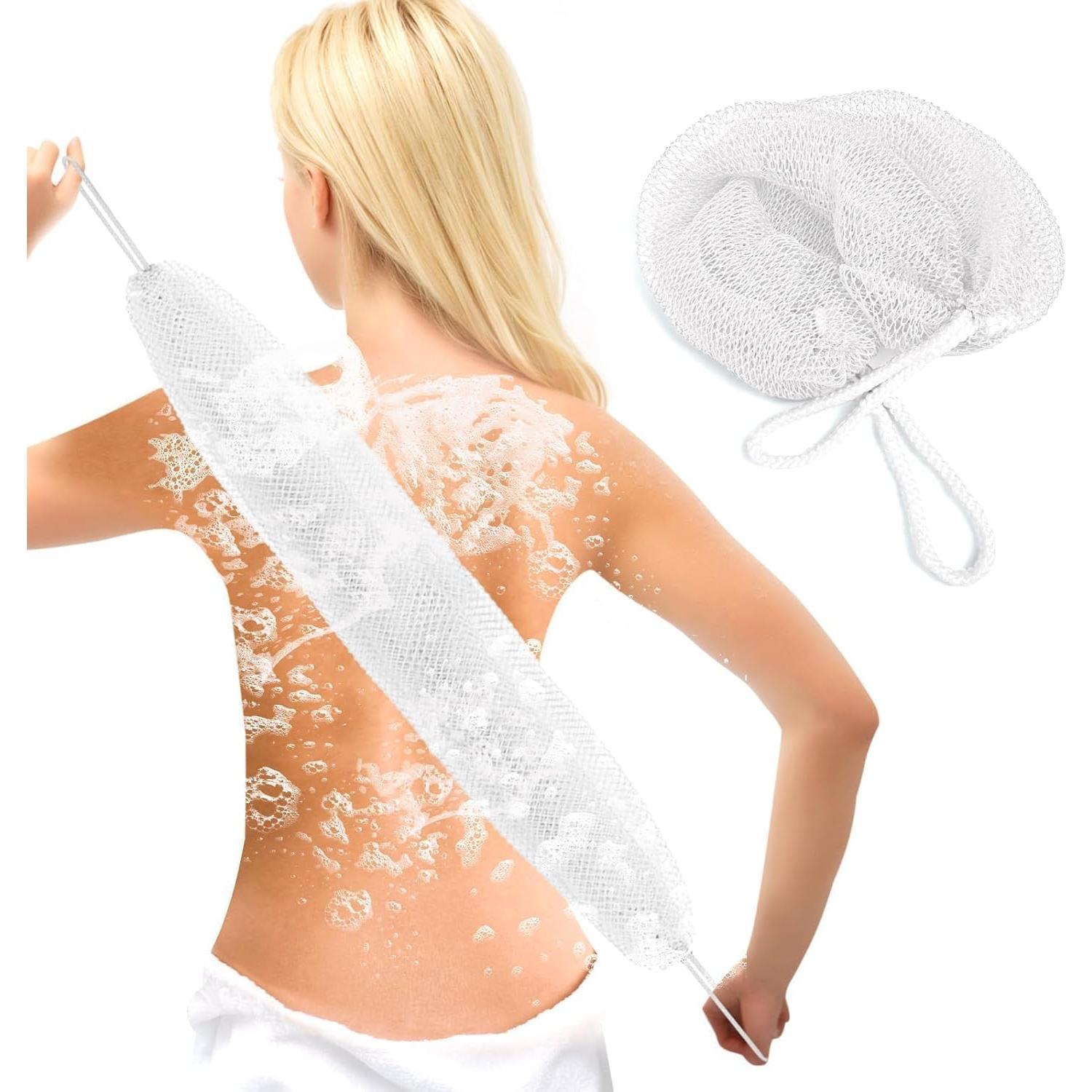 Esponja de Baño Exfoliante YATCHA Loofah 120 cm Nylon Blanco