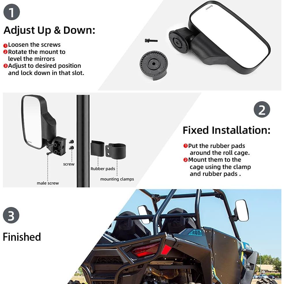 KEMIMOTO Espejos Laterales y Central UTV 2.21 kg Convexo