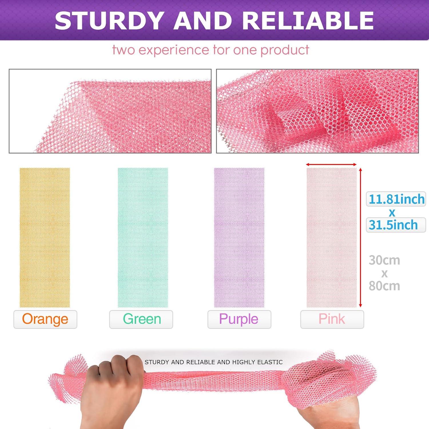 Esponja de Baño Africana 4 Piezas Nylon Exfoliante 30x80 cm