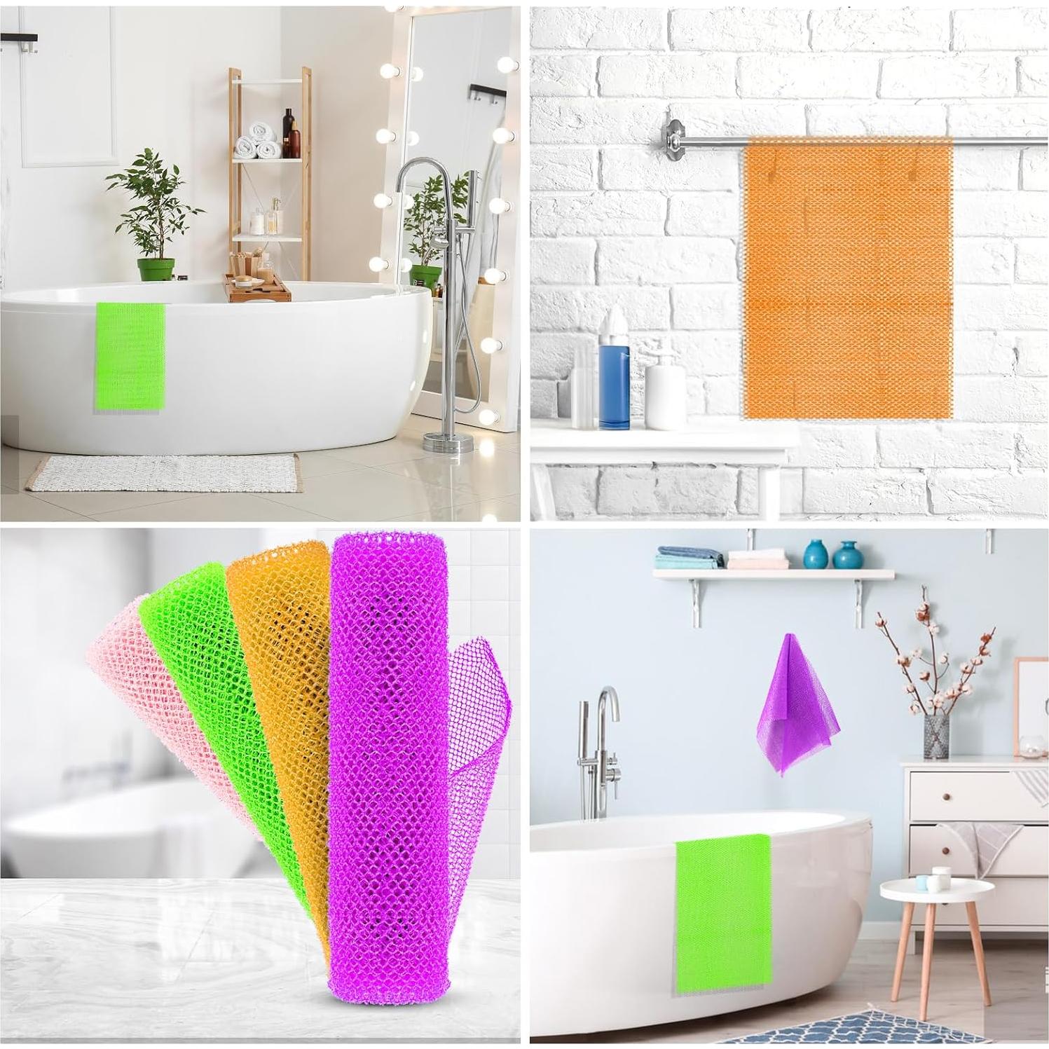 Esponja de Baño Africana 4 Piezas Nylon Exfoliante 30x80 cm