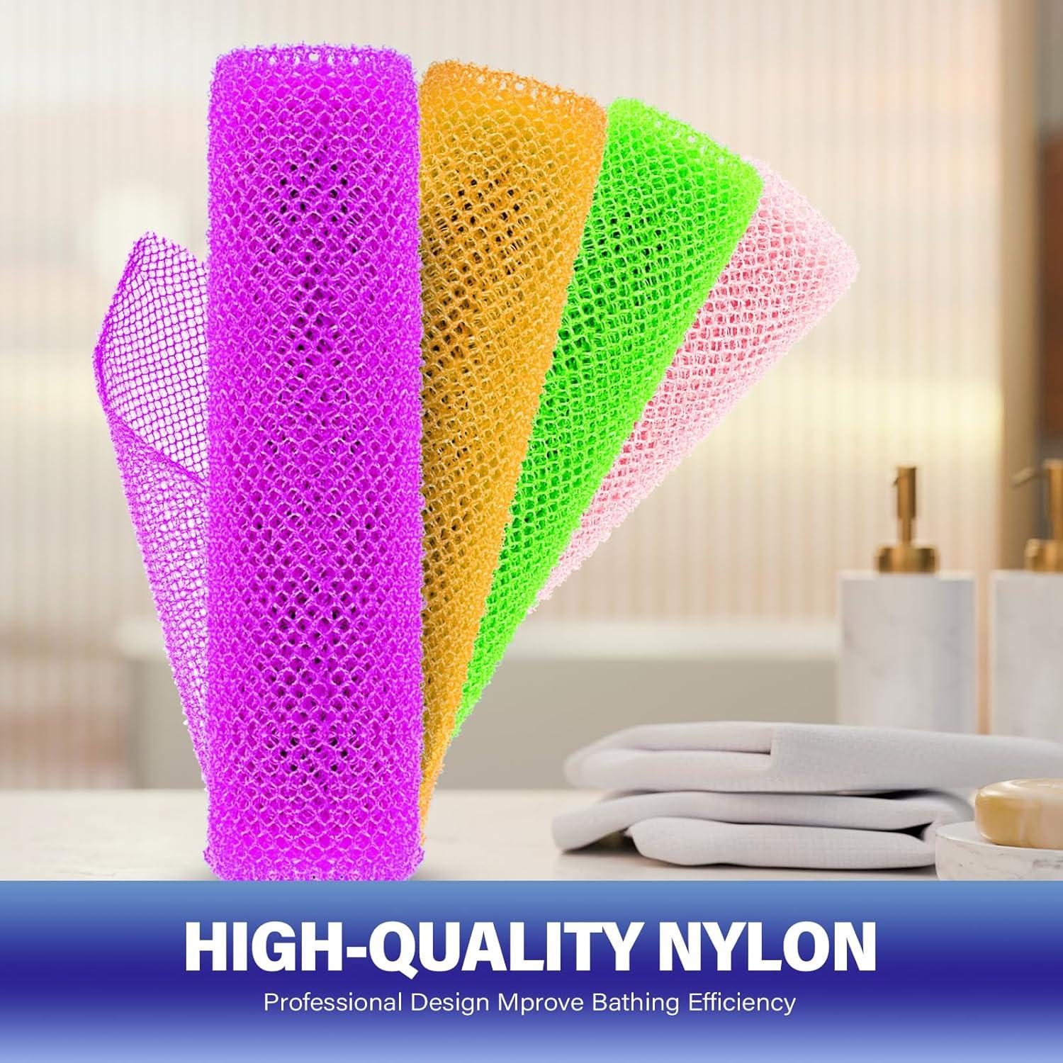 Esponja de Baño Africana 4 Piezas Nylon Exfoliante 30x80 cm