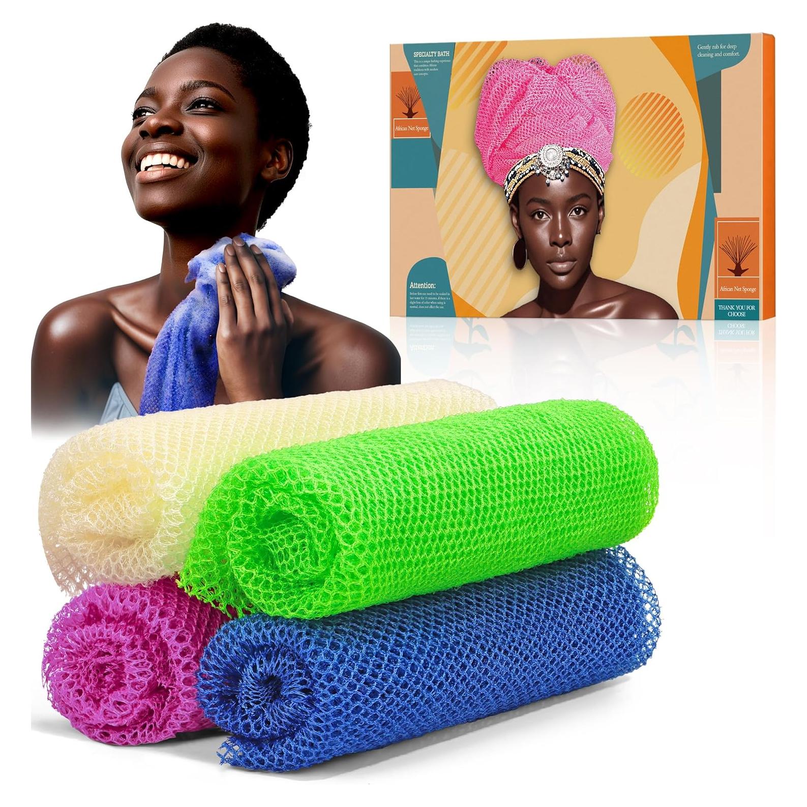 Esponja de Red Africana SpiralScgv - 4 Piezas Exfoliantes 30x80cm