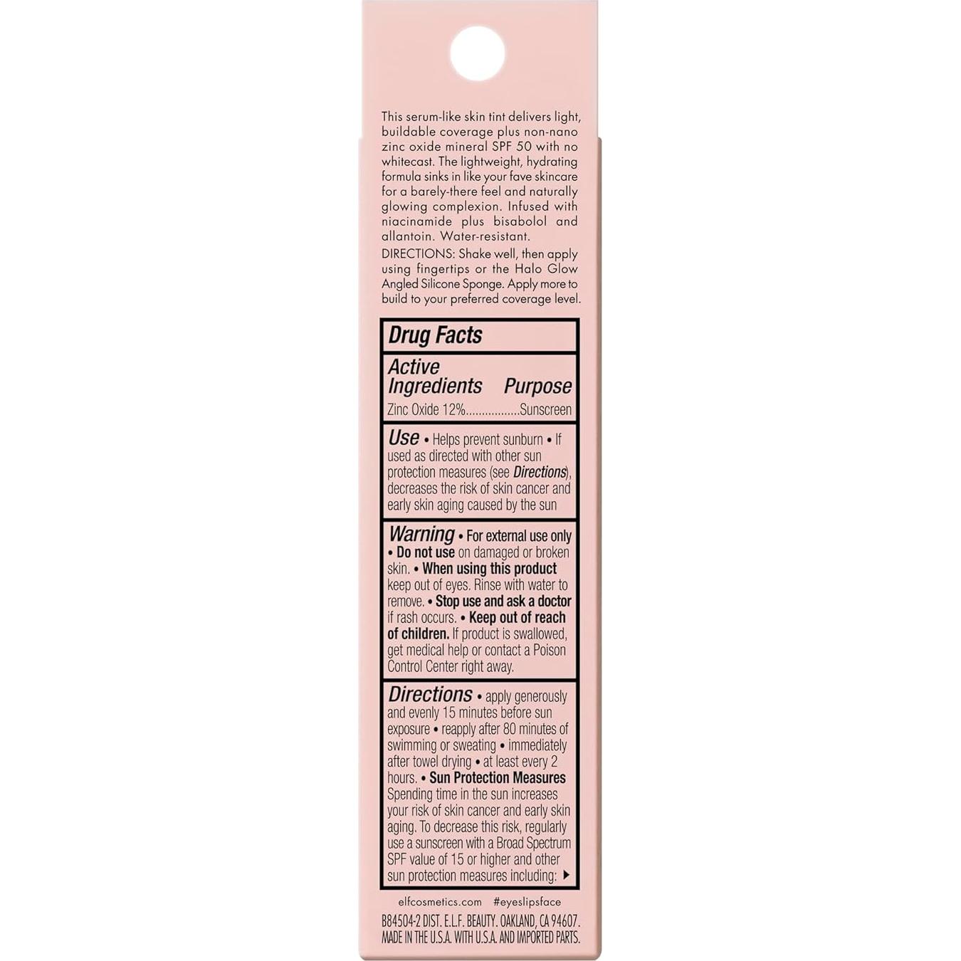 Tinte Hidratante para Piel e.l.f. Halo Glow SPF 50 7 Medio Cálido